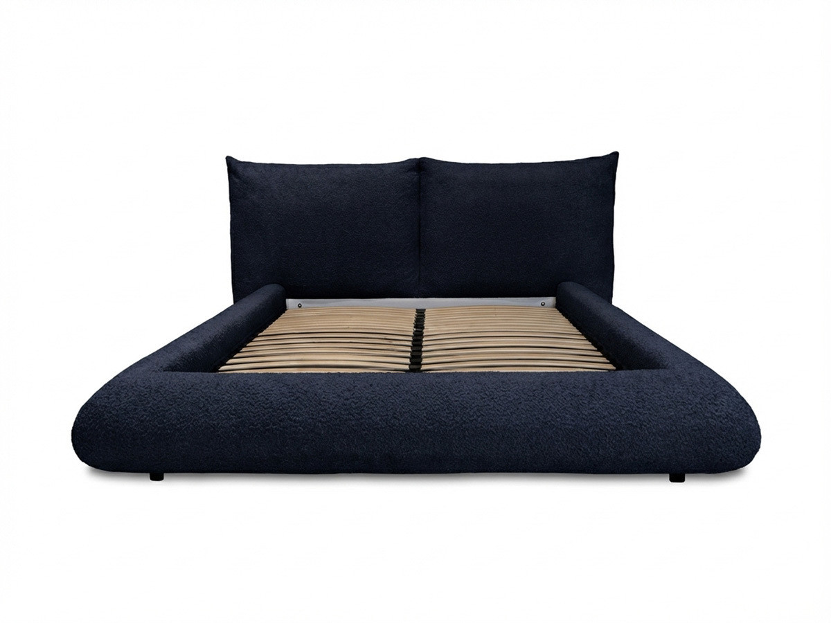 Bobochic Jaden Polsterbett Bouclé-Stoff Blau, Liegefläche 140 × 190 cm