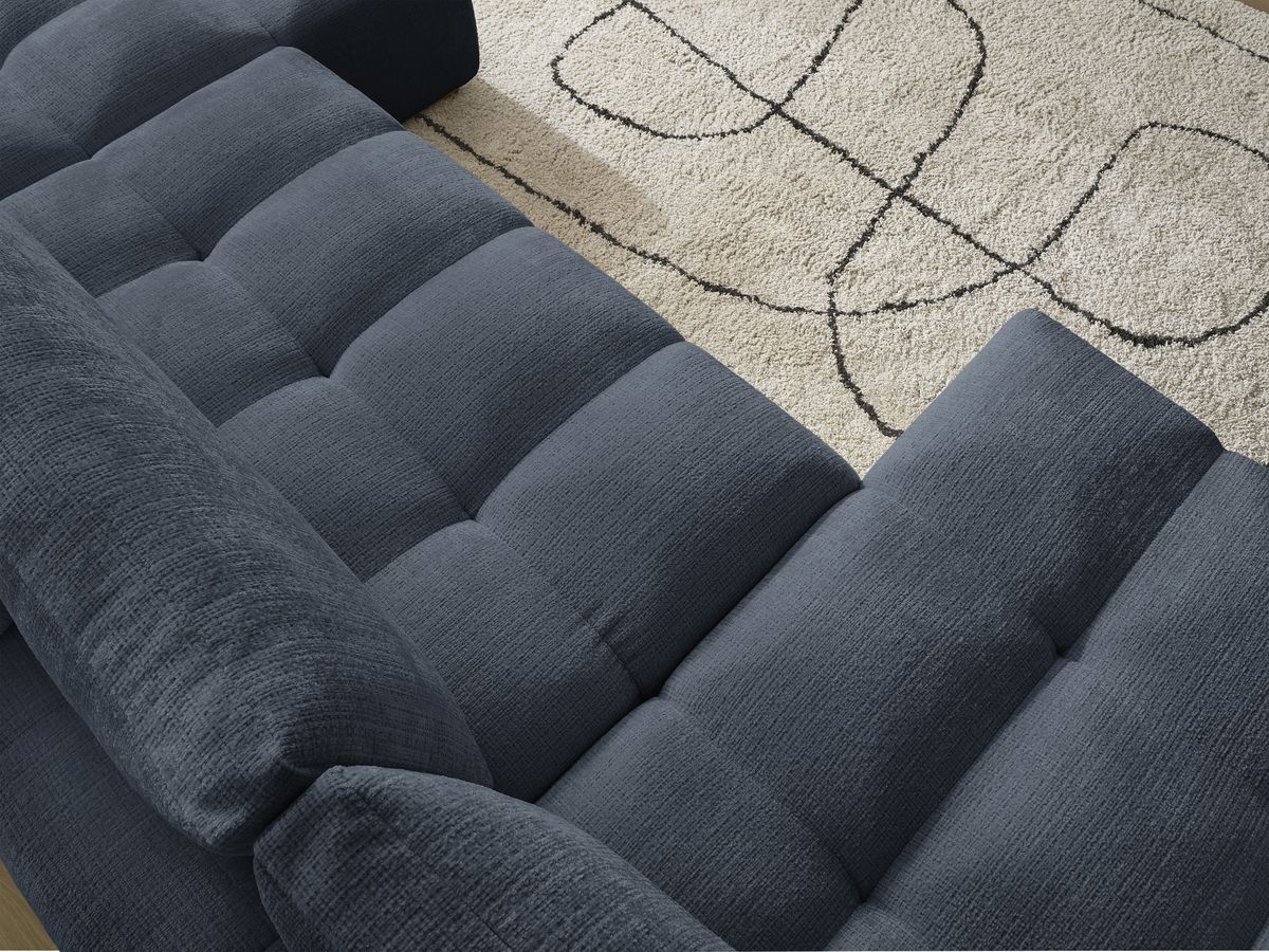 Bobochic Anakin Wohnlandschaft, Liegefläche 137 × 382 cm, 3 Kissen Strukturstoff Dunkelblau