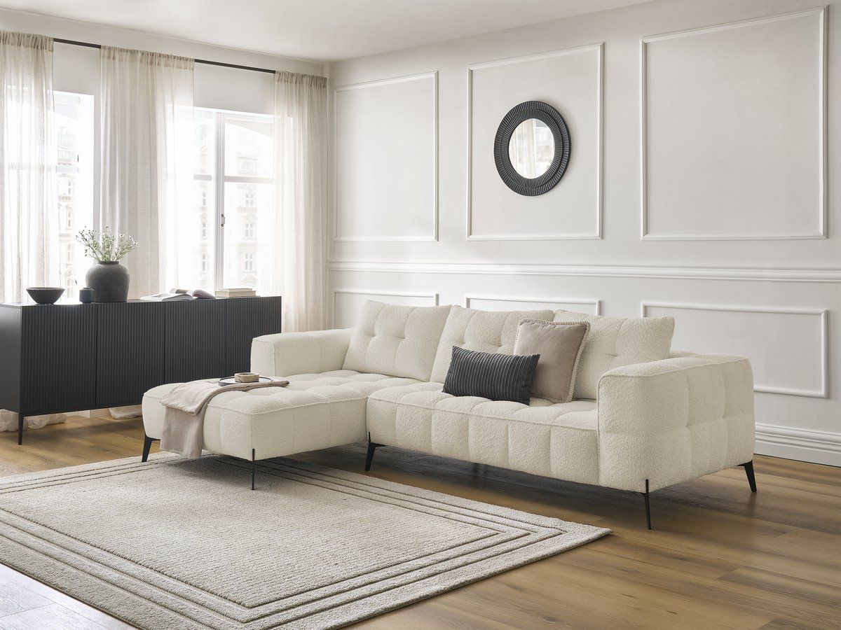 Bobochic Anis Ecksofa Bouclé-Stoff Beige Ecke links