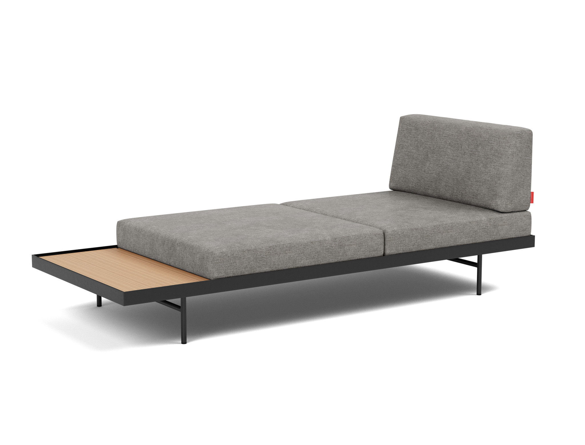 Tagesbett Puri Flachgewebe Avella 282-Warm-Grey Beine mit Eichentisch