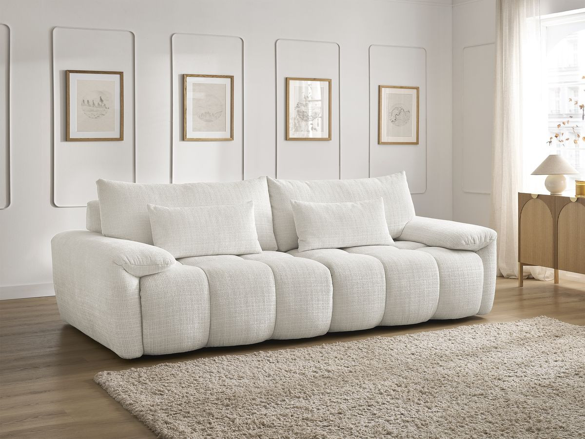Bobochic Ivane Sofa 3-Sitzer Strukturstoff Weiß