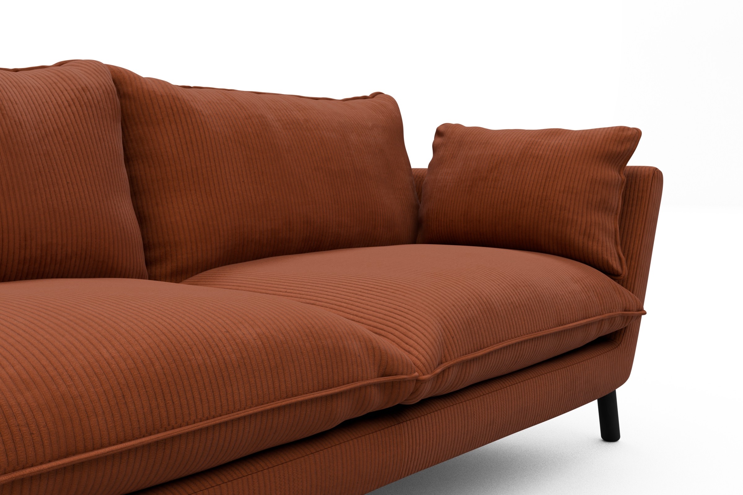 Sofa Emil Soft 2-Sitzer Beinfarbe Eiche Schwarz Kord Corduroy 595-Burnt-Orange