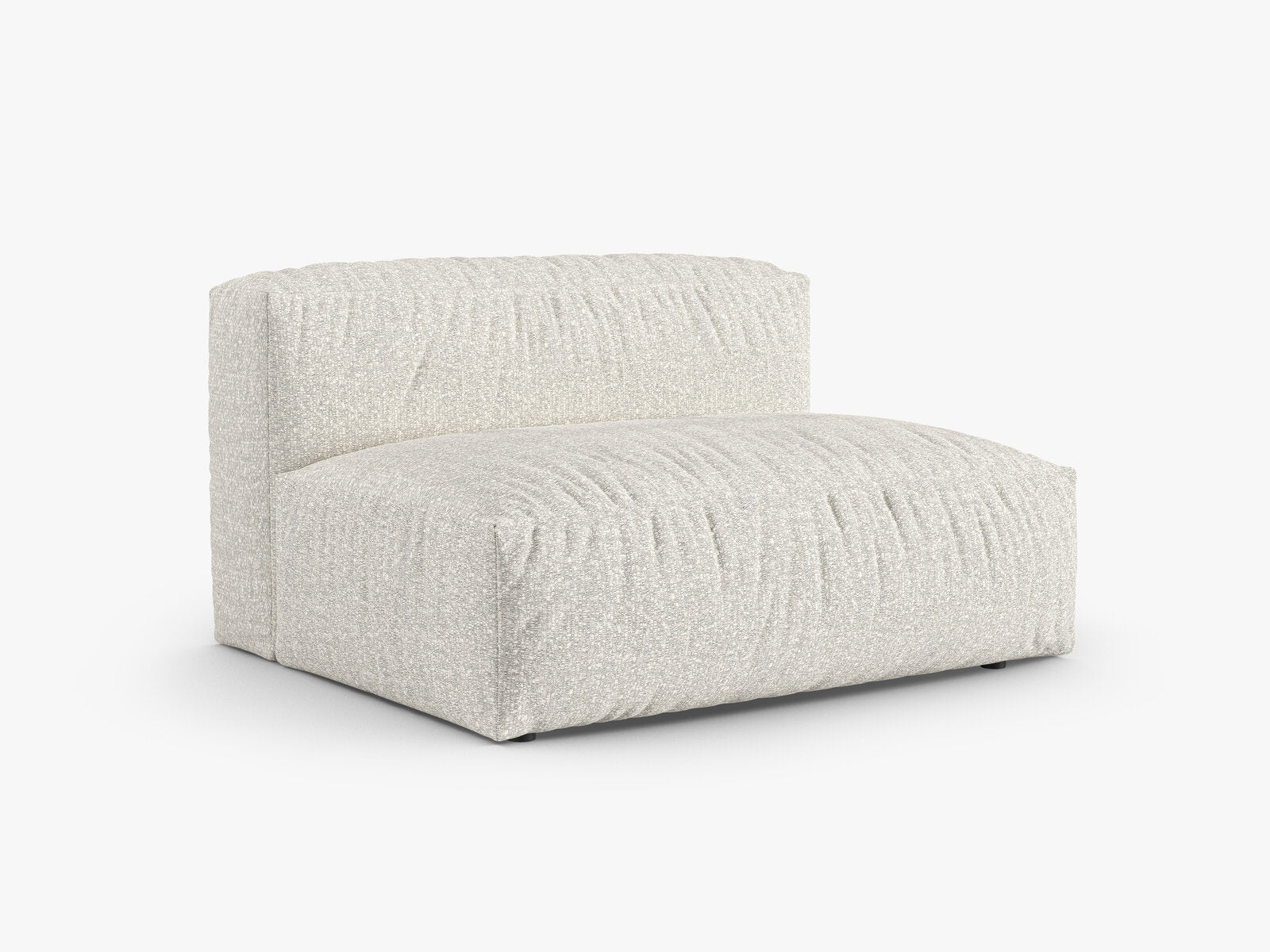 Micadoni Eckmodul mit Armlehne Martina 1-Sitzer Groß 90cm Sitztiefe Rechts Boucle Monet Grau Beige Melange