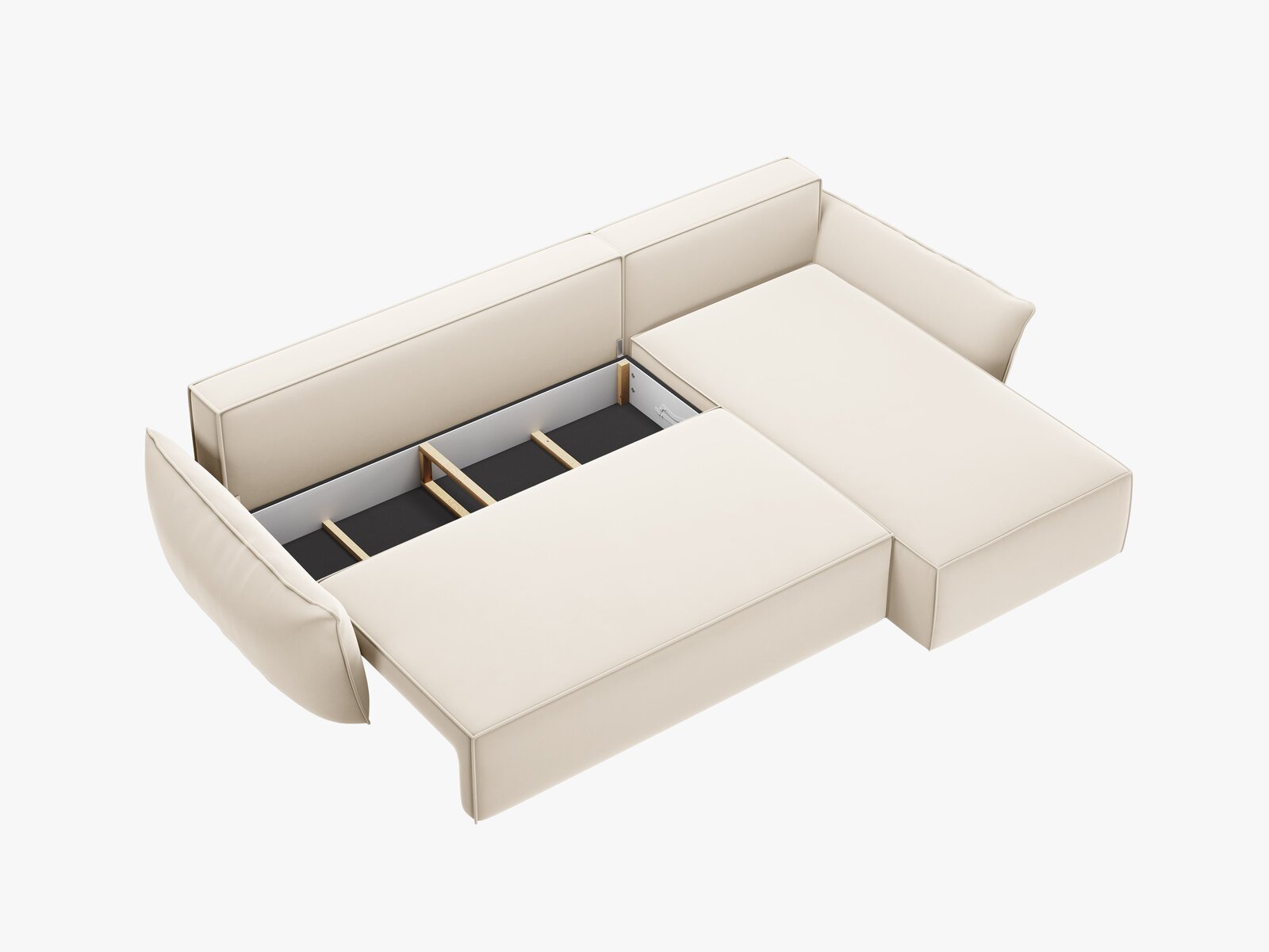 Micadoni Kaelle Ecksofa 4-Sitzer mit Schlaffunktion Rechts Samt Bluvel Helles Beige