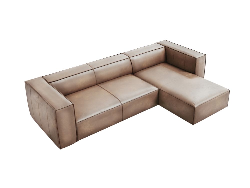Cosmopolitan Design Ecksofa Turin 5-Sitzer Leder Granada Dunkelbeige Rechts
