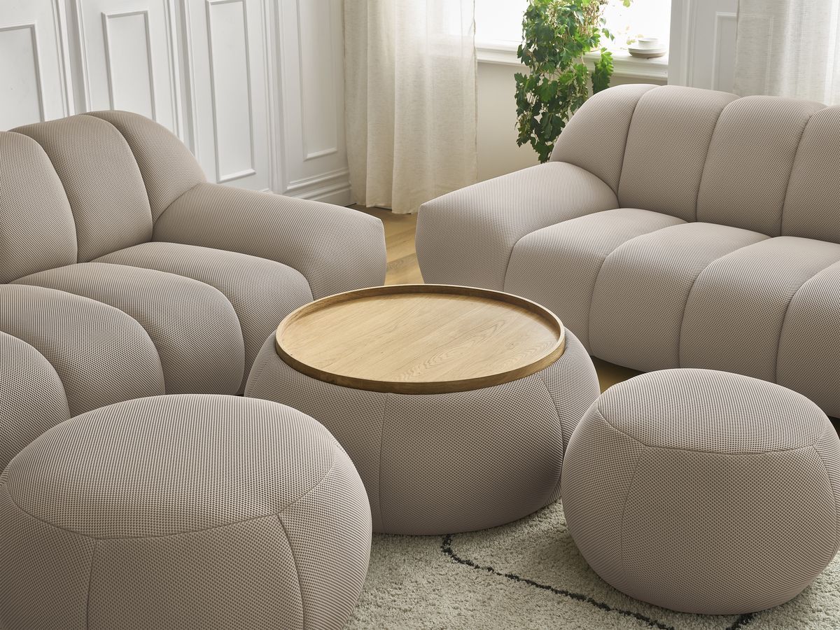 Bobochic Hayden Sofa 7-Sitzer mit Pouf Mesh-Stoff Taupe
