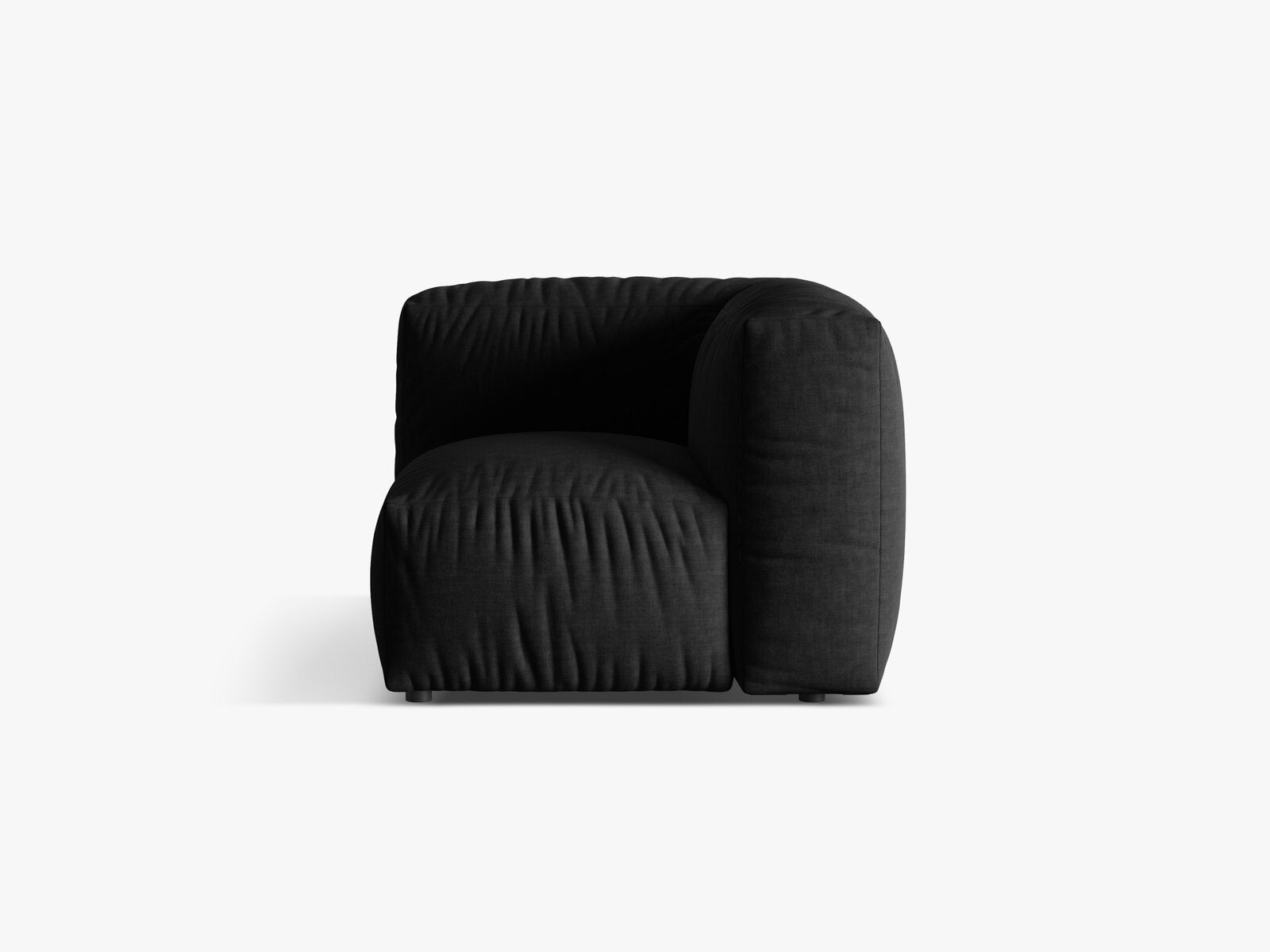 Micadoni Eckmodul Martina 1-Sitzer Klein Strukturierter Stoff Boston Schwarz