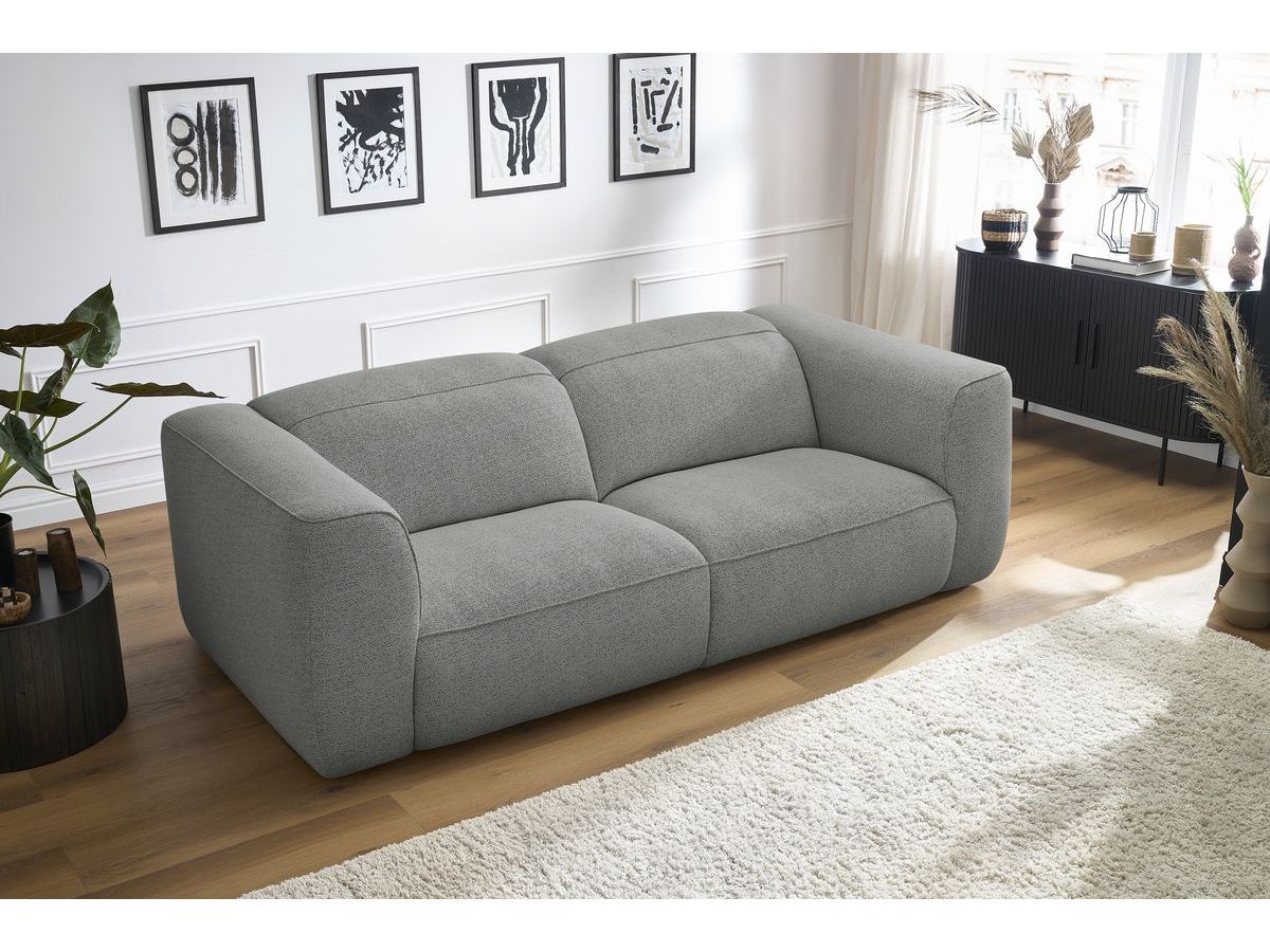 Bobochic William Sofa 3-Sitzer Melange-Stoff Hellgrau