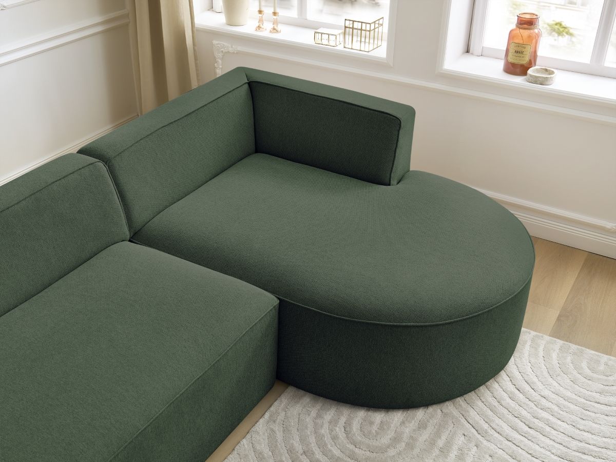 Bobochic Rousseau Ecksofa Melange-Stoff Grün Ecke rechts