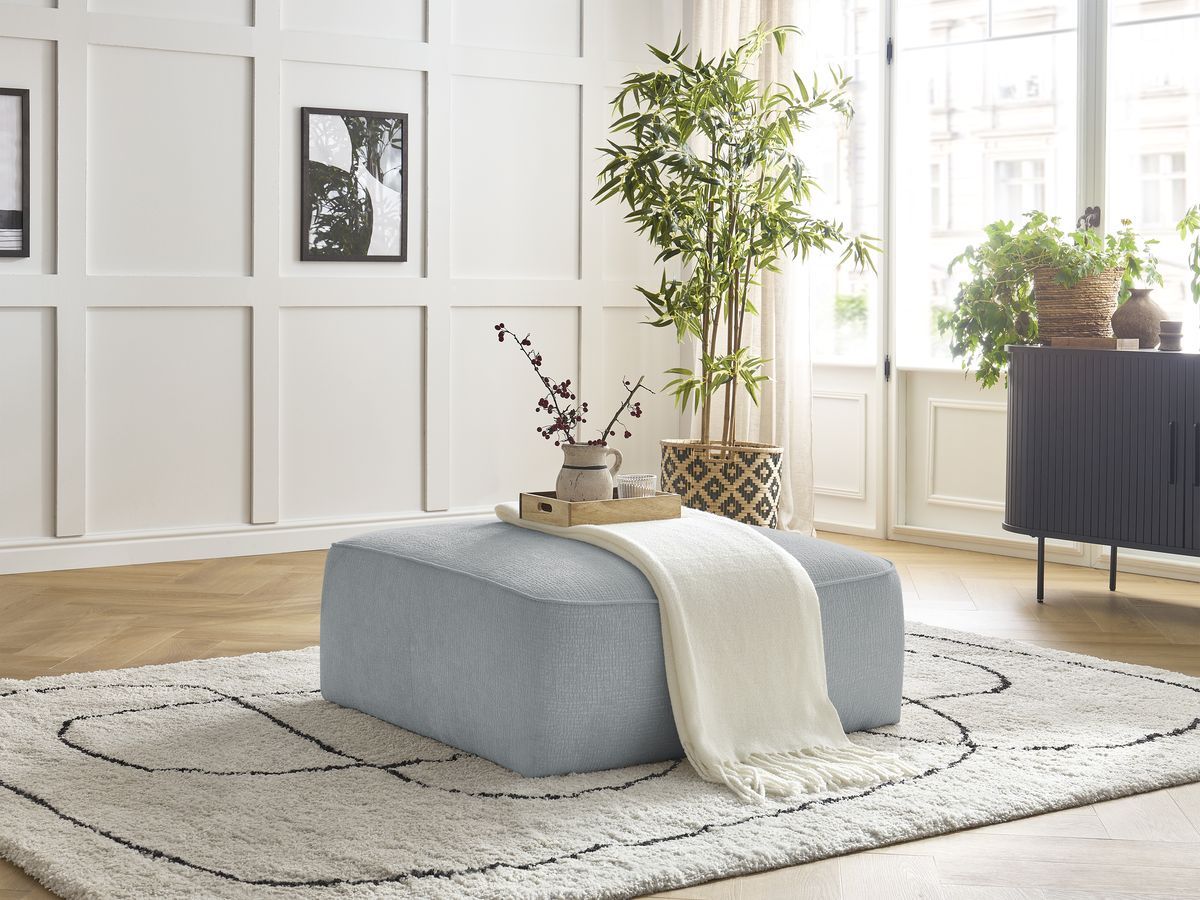 Bobochic Leopold Pouf Strukturstoff Hellgrau