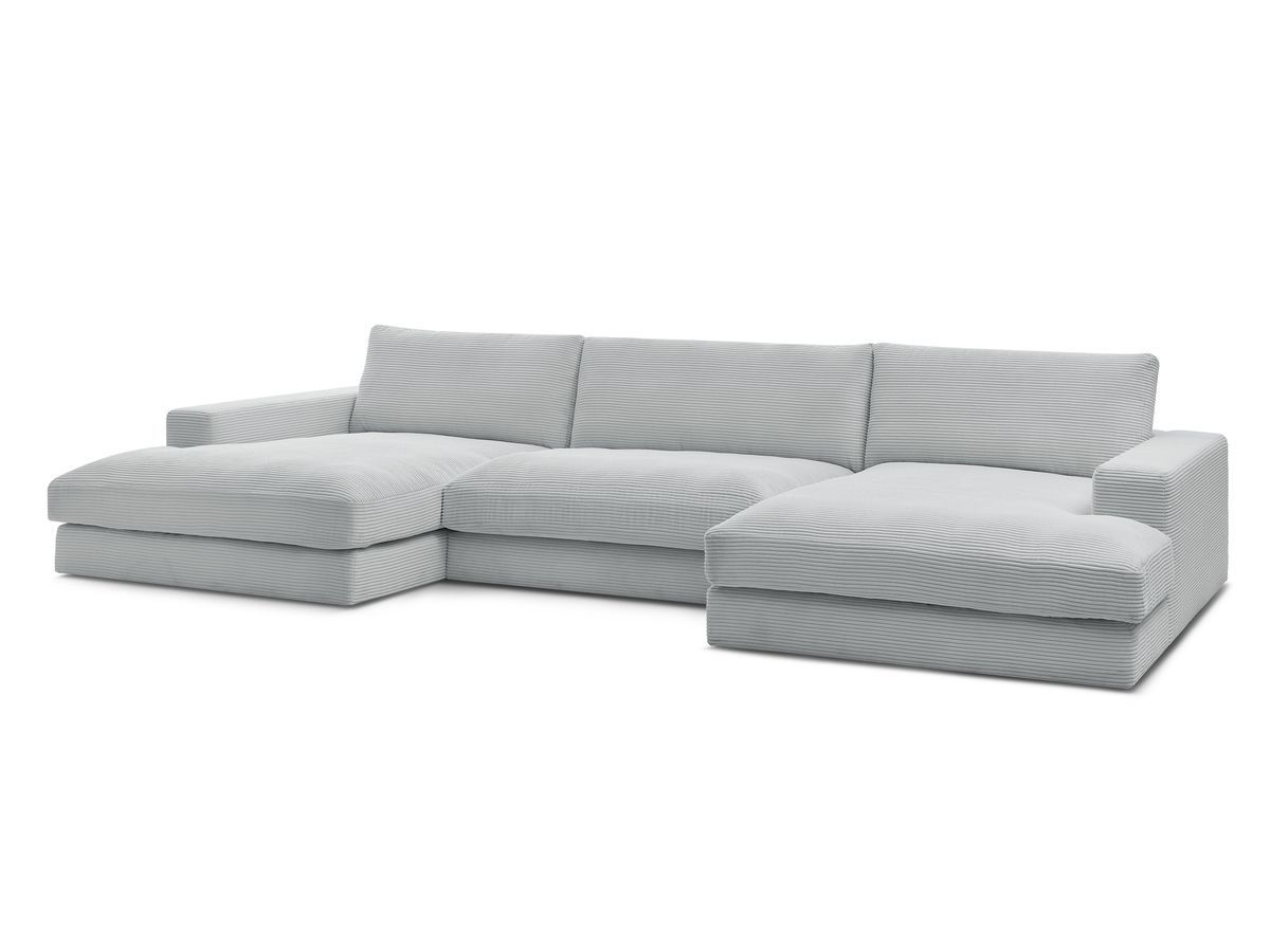 Bobochic Leonard Wohnlandschaft 349 × 159 cm Cordsamt Hellgrau