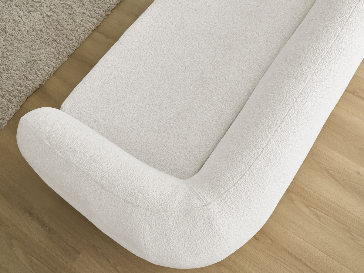Bobochic Neyo Schlafsofa 3-Sitzer Bouclé-Stoff Weiß