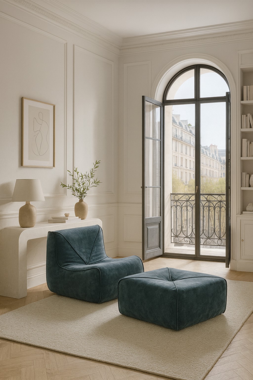 Livin Hill Sessel mit Fußhocker Nua Saphirblau
