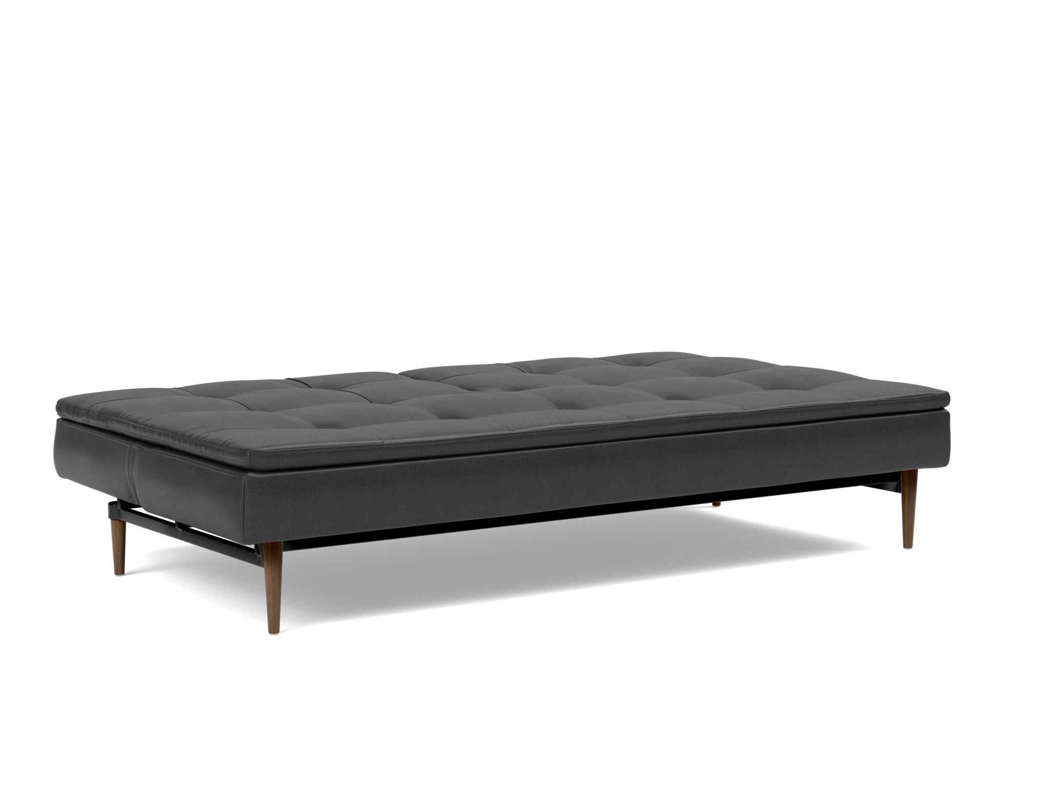 Schlafsofa Dublexo Lederoptik Faunal 550-Black Beine Styletto Eiche dunkel