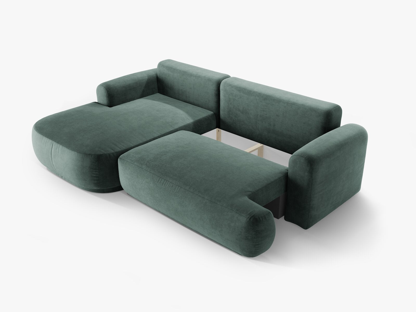 Micadoni Ella Ecksofa 5-Sitzer mit Schlaffunktion Links Samt Vogue Petrol