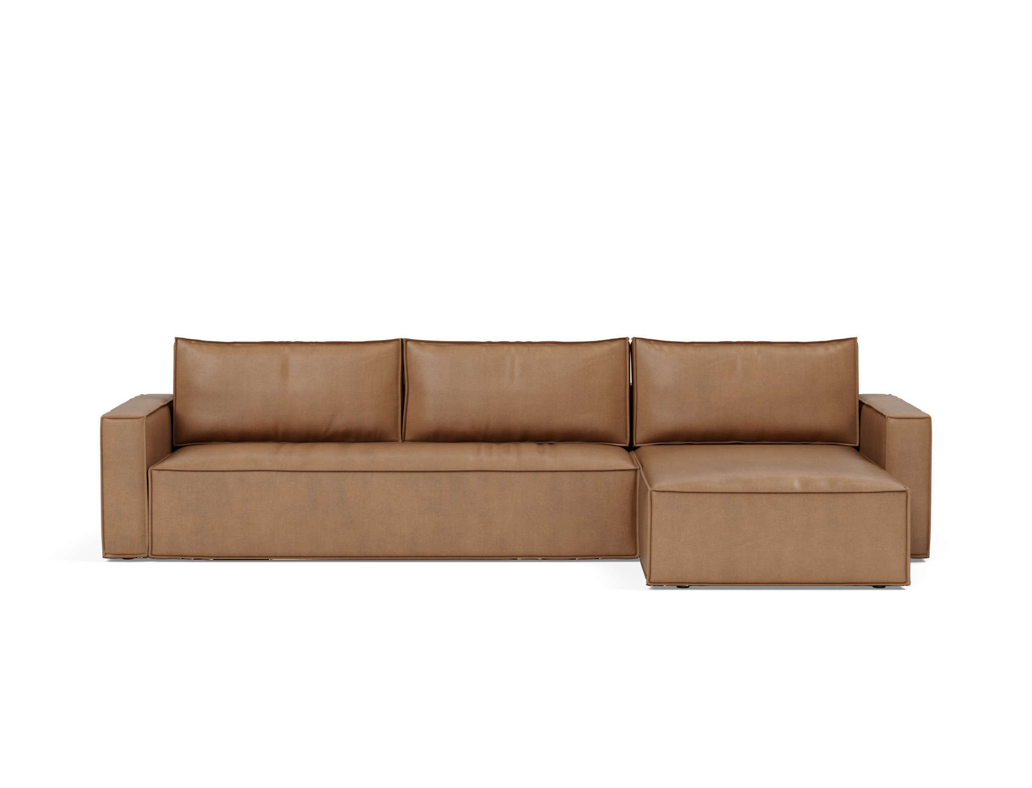 Schlafsofa Newilla mit Chaiselongue Lederoptik Faunal 551-Brown