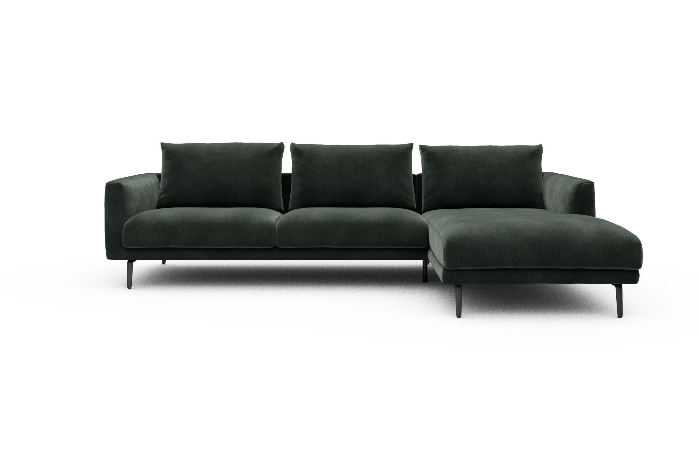 Skandi Home Ecksofa Karl Chaiselongue rechts mit 2,5-Sitzer Smooth-Laurel-Green moebelfaktor
