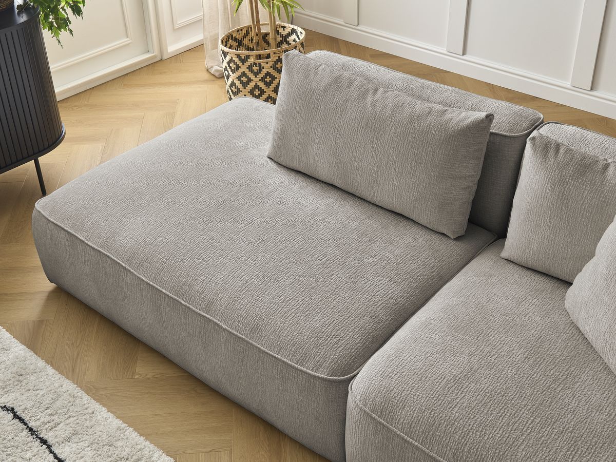 Bobochic Leopold Sofa 3-Sitzer Strukturstoff Taupe Armlehne rechts