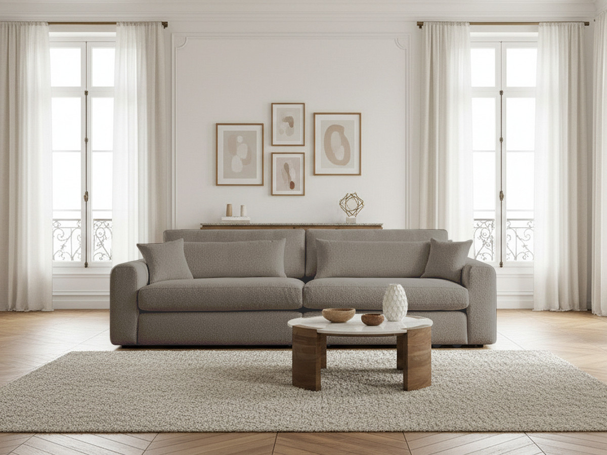 Bobochic Belmont Sofa 3-Sitzer Bouclé-Stoff Taupe