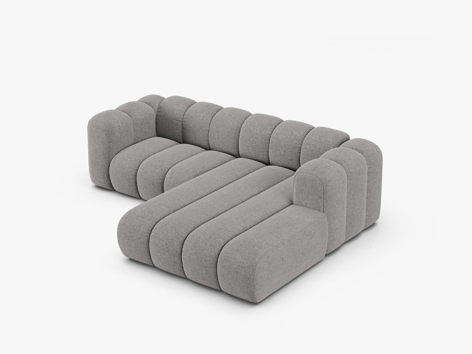 Micadoni Modulares Ecksofa Lupine 3-Sitzer Rechts Chenille Eden Hellgrau