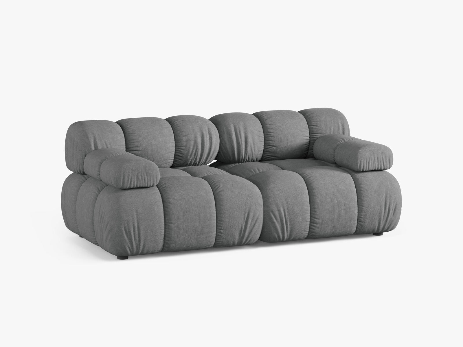 Micadoni Modulares Sofa Bellis 2-Sitzer Strukturierter Stoff Liberty Grau