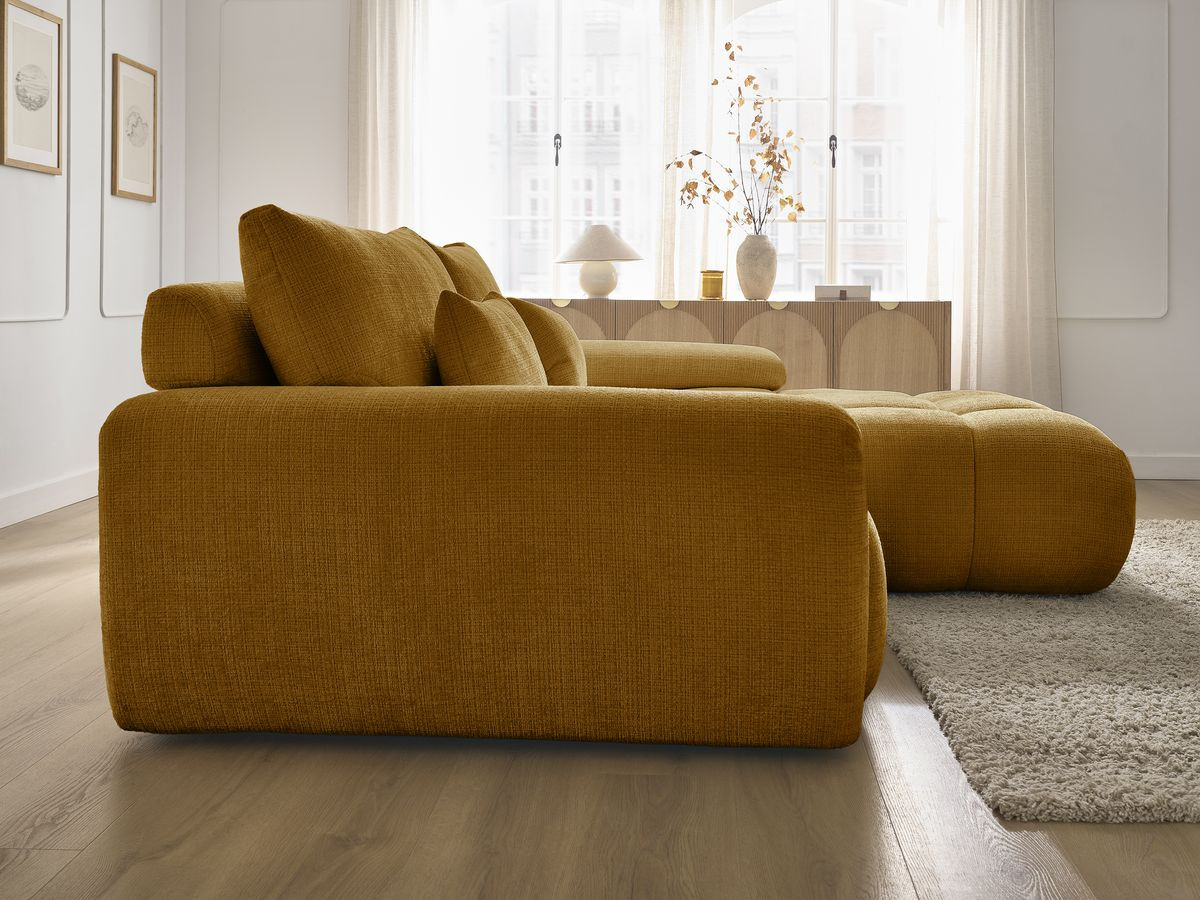 Bobochic Ivane Ecksofa Strukturstoff Gelb Ecke rechts