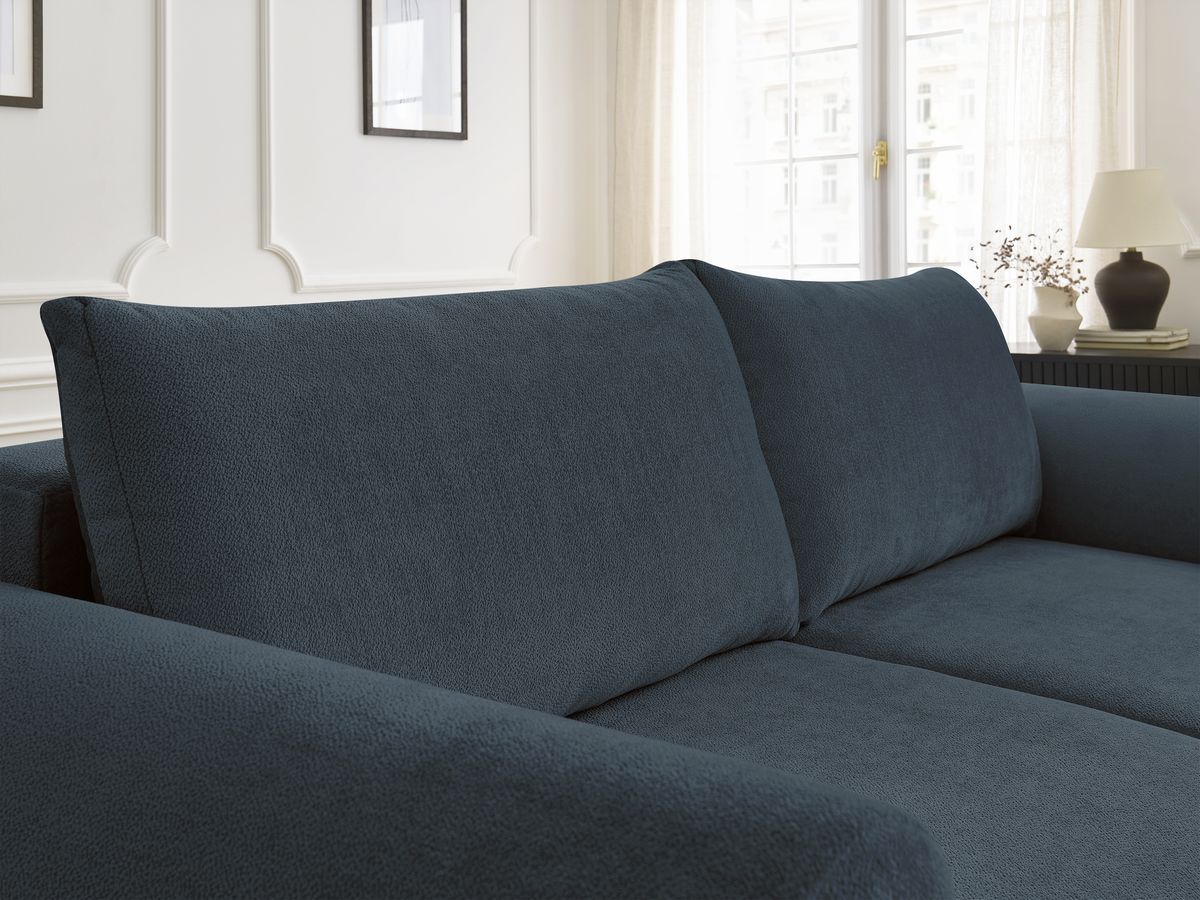 Bobochic Lucien Schlafsofa 3-Sitzer mit Bettkasten Stoff Dunkelblau