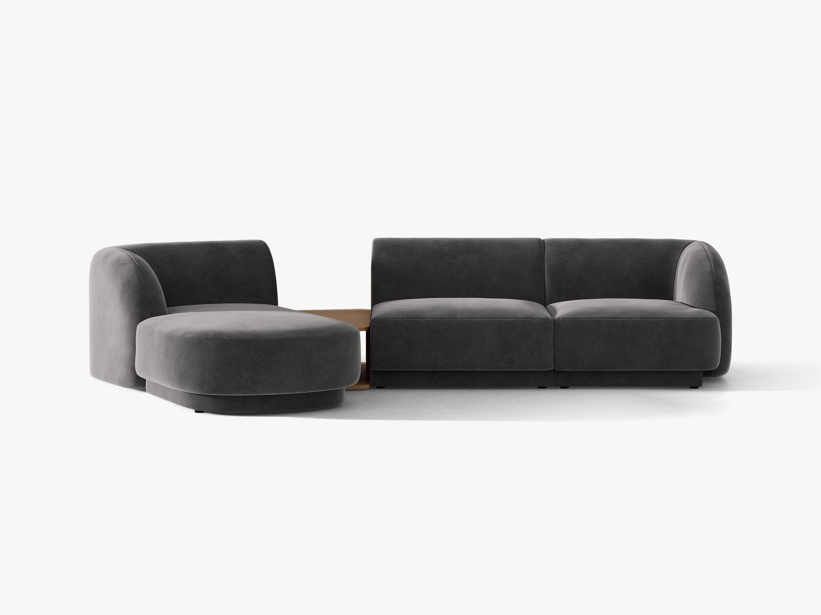 Micadoni Modulares Sofa Miley mit Recamiere 3-Sitzer Links Samt Bluvel Grau