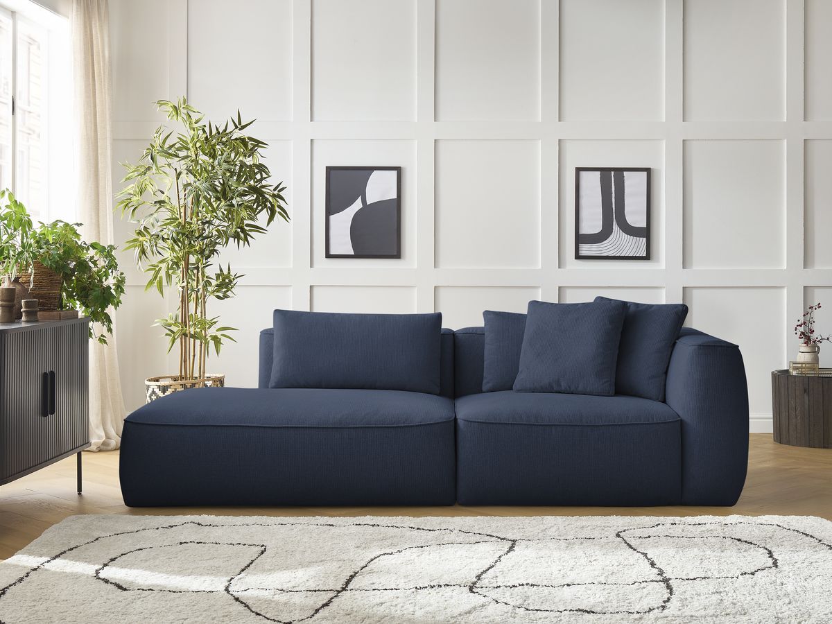 Bobochic Leopold Sofa 3-Sitzer Melange-Stoff Dunkelblau Armlehne rechts