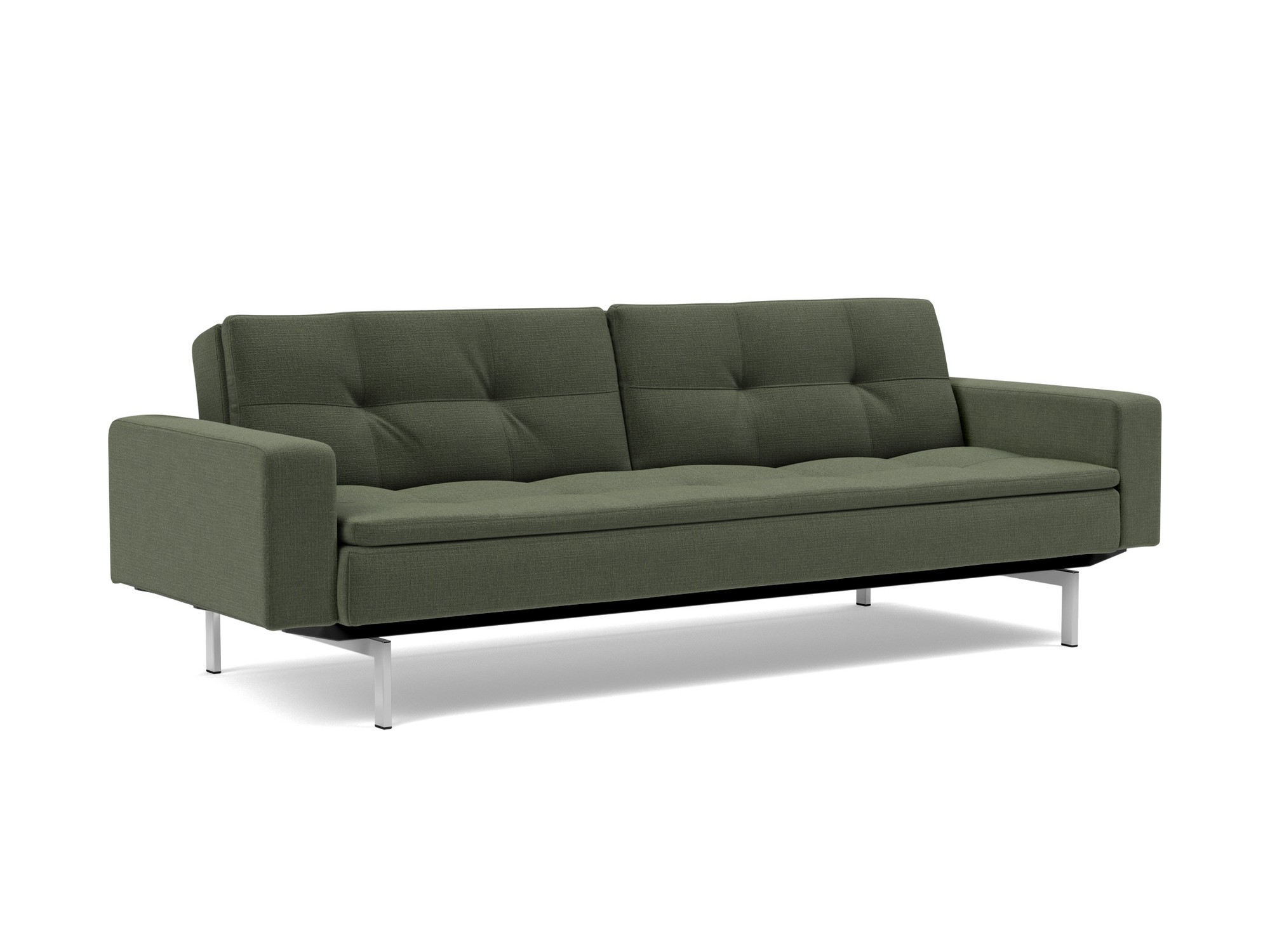 Schlafsofa Dublexo mit Armlehnen Chenille Esina 413-Olive-Green Beine Chrom