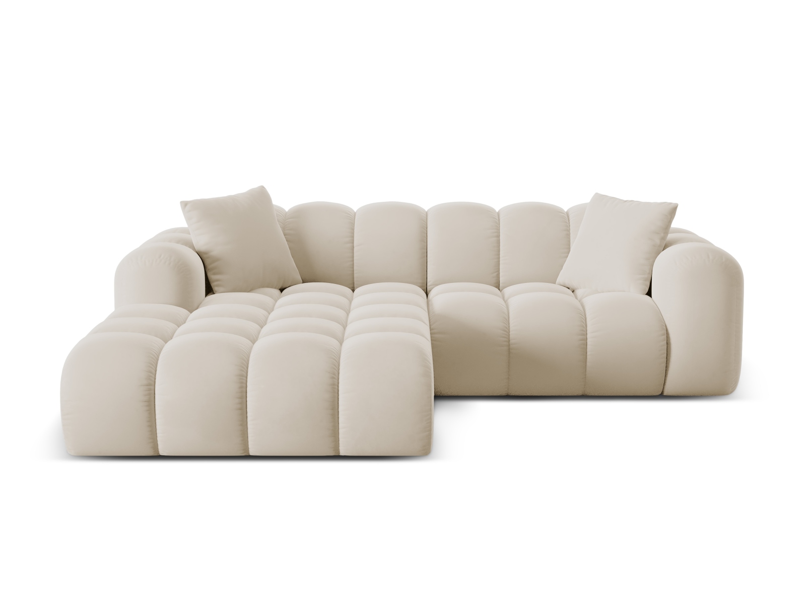 Cosmopolitan Design Ecksofa Treno 3-Sitzer Samt Bluvel Dunkelbeige Links