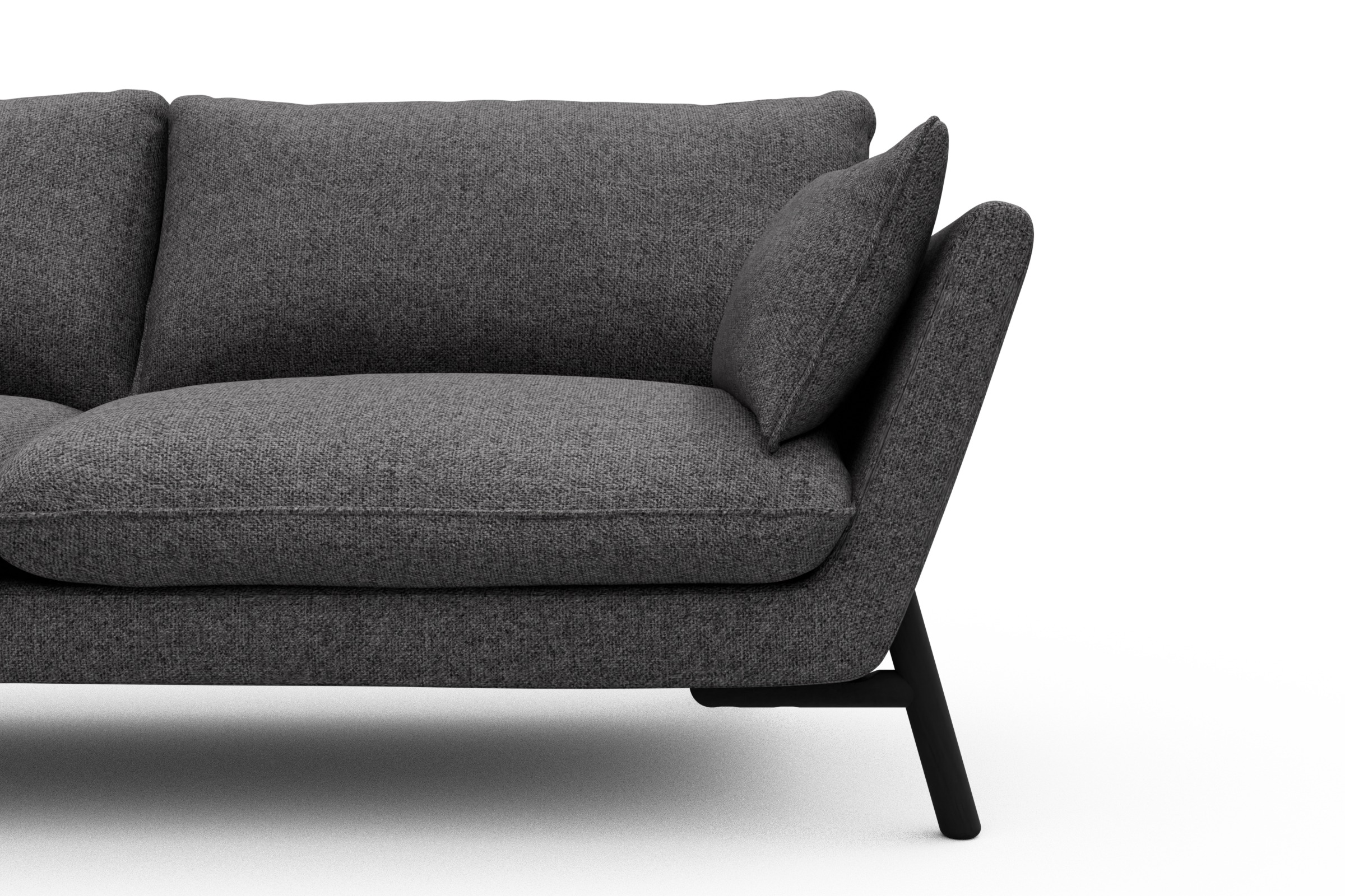 Sofa Emil 3-Sitzer Beinfarbe Eiche Schwarz Sama-Antracite