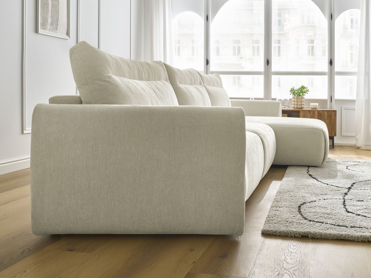 Bobochic Aden Ecksofa 386 × 152 cm Stoff Beige Ecke rechts