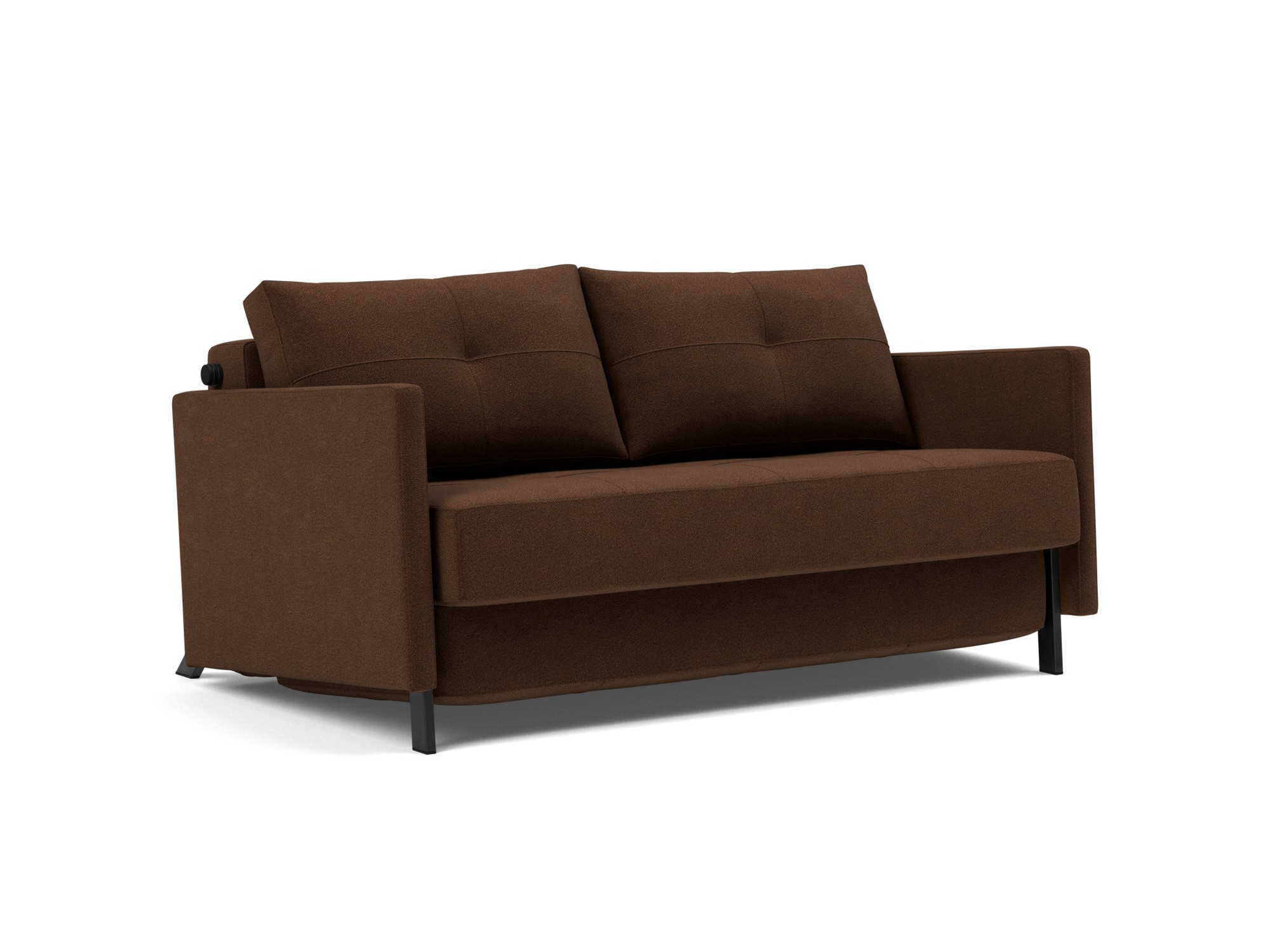 Schlafsofa Cubed mit Armlehnen 140 Strukturierter Stoff Taura 359-Cappuccino
