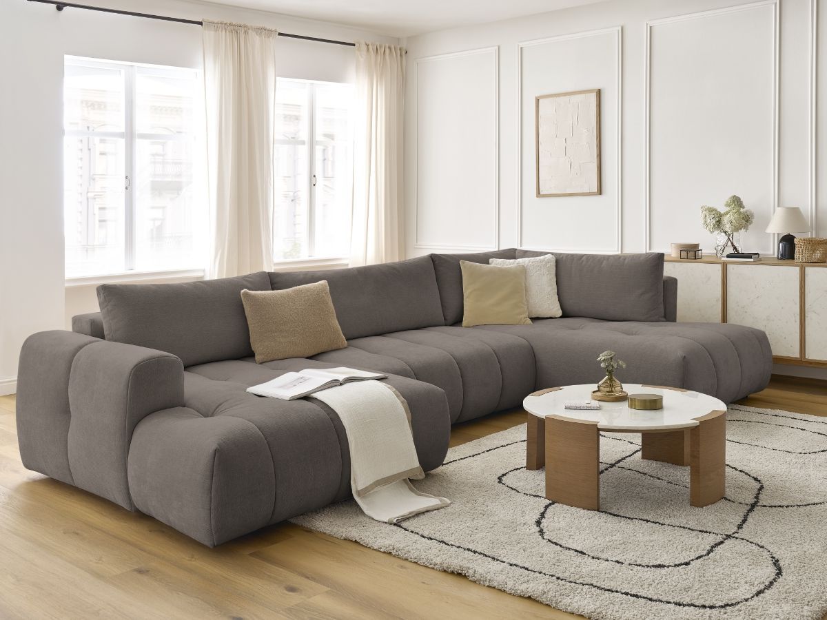 Bobochic Fuji Wohnlandschaft Stoff Taupe Ecke links