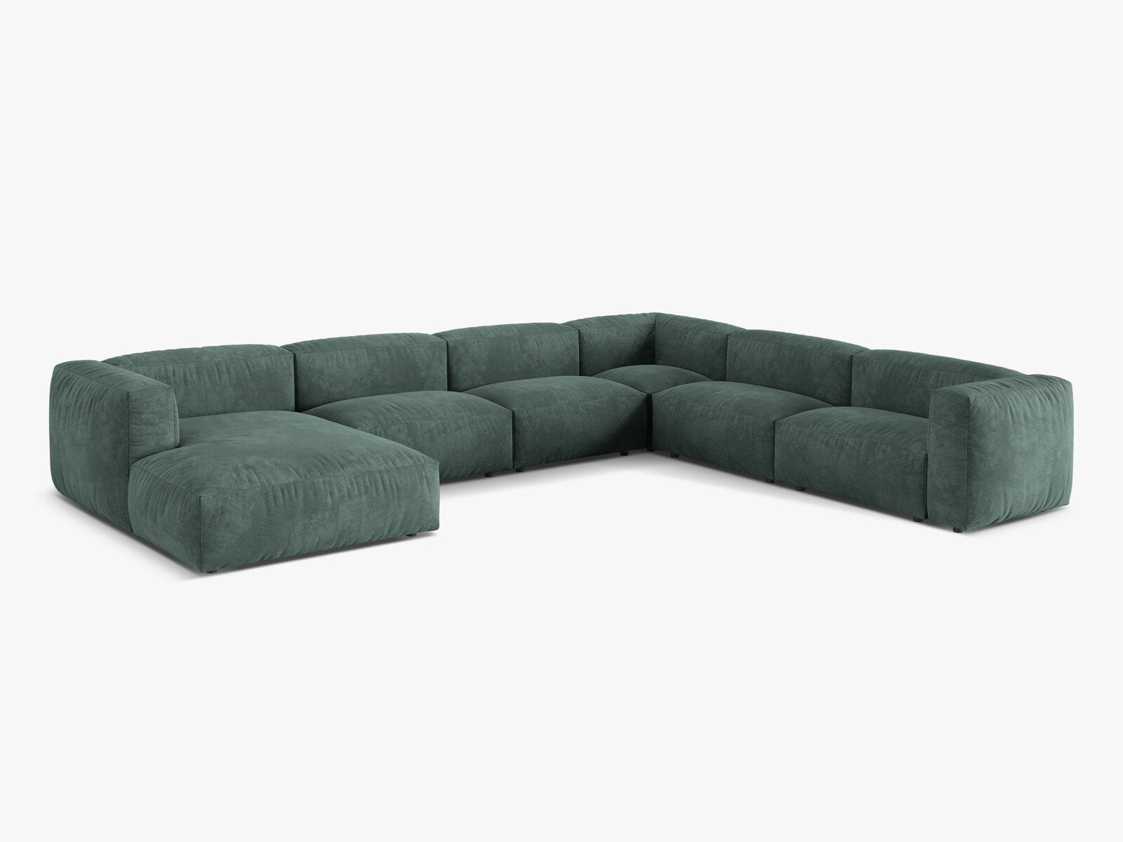 Micadoni modulares Ecksofa XL Martina 6-Sitzer Rechts Samt Vogue Petrol