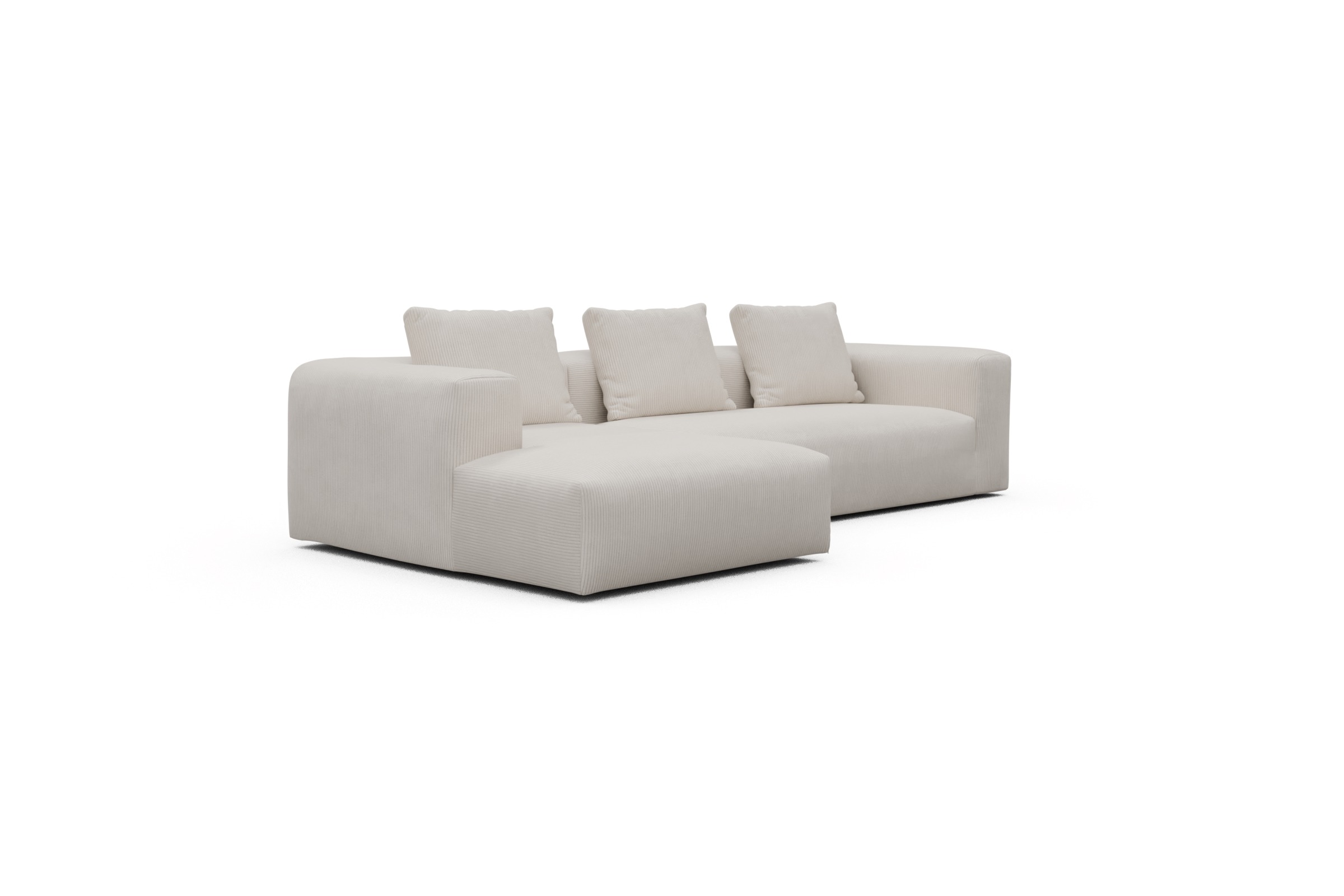 Ecksofa Fred Chaiselongue links mit 2,5-Sitzer Corduroy Ivory Skandi Home moebelfaktor