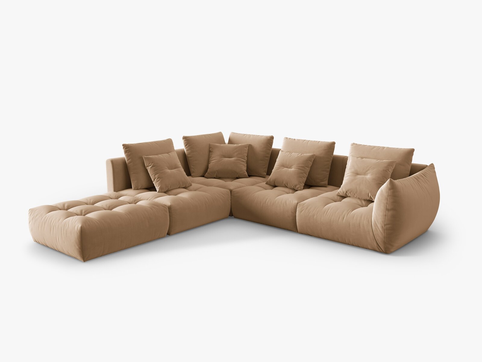 Micadoni Ecksofa Bloom 5-Sitzer Links Samt Sand