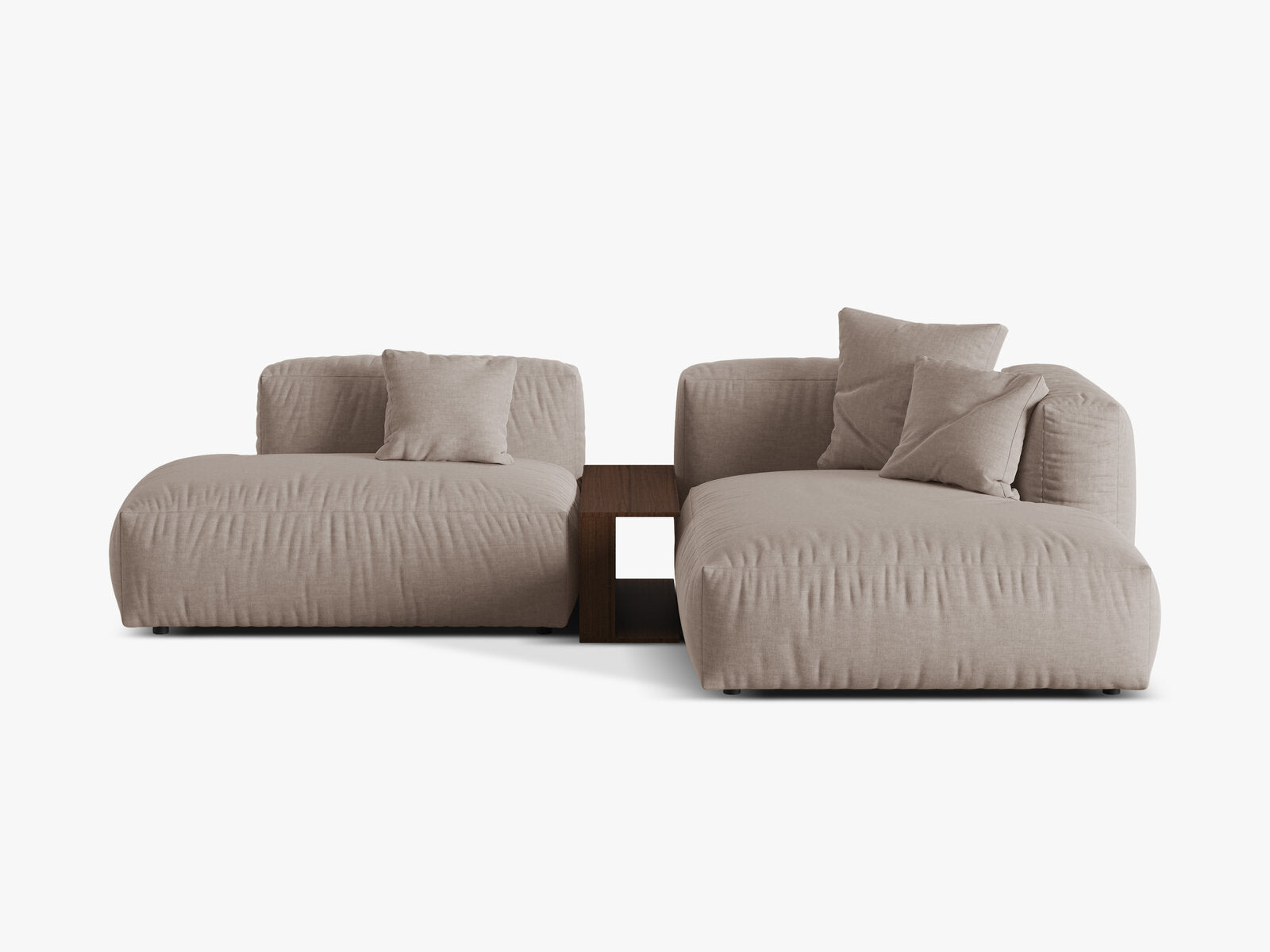 Micadoni Ecksofa Martina 2-Sitzer mit Couchtisch Rechts Strukturierter Stoff Dunkelbeige