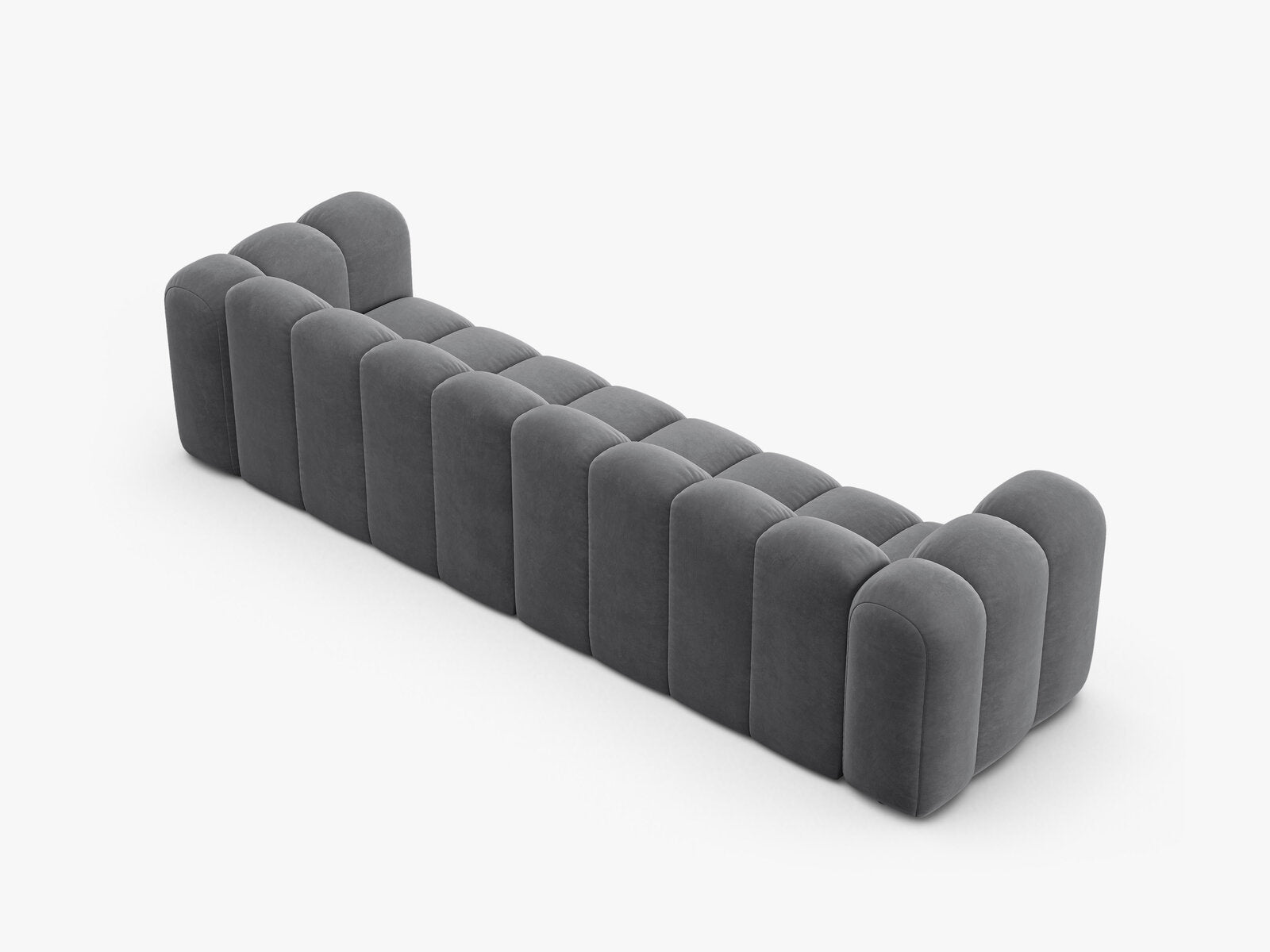 Micadoni Modulares Sofa Lupine 4-Sitzer Samt Salvador Grau