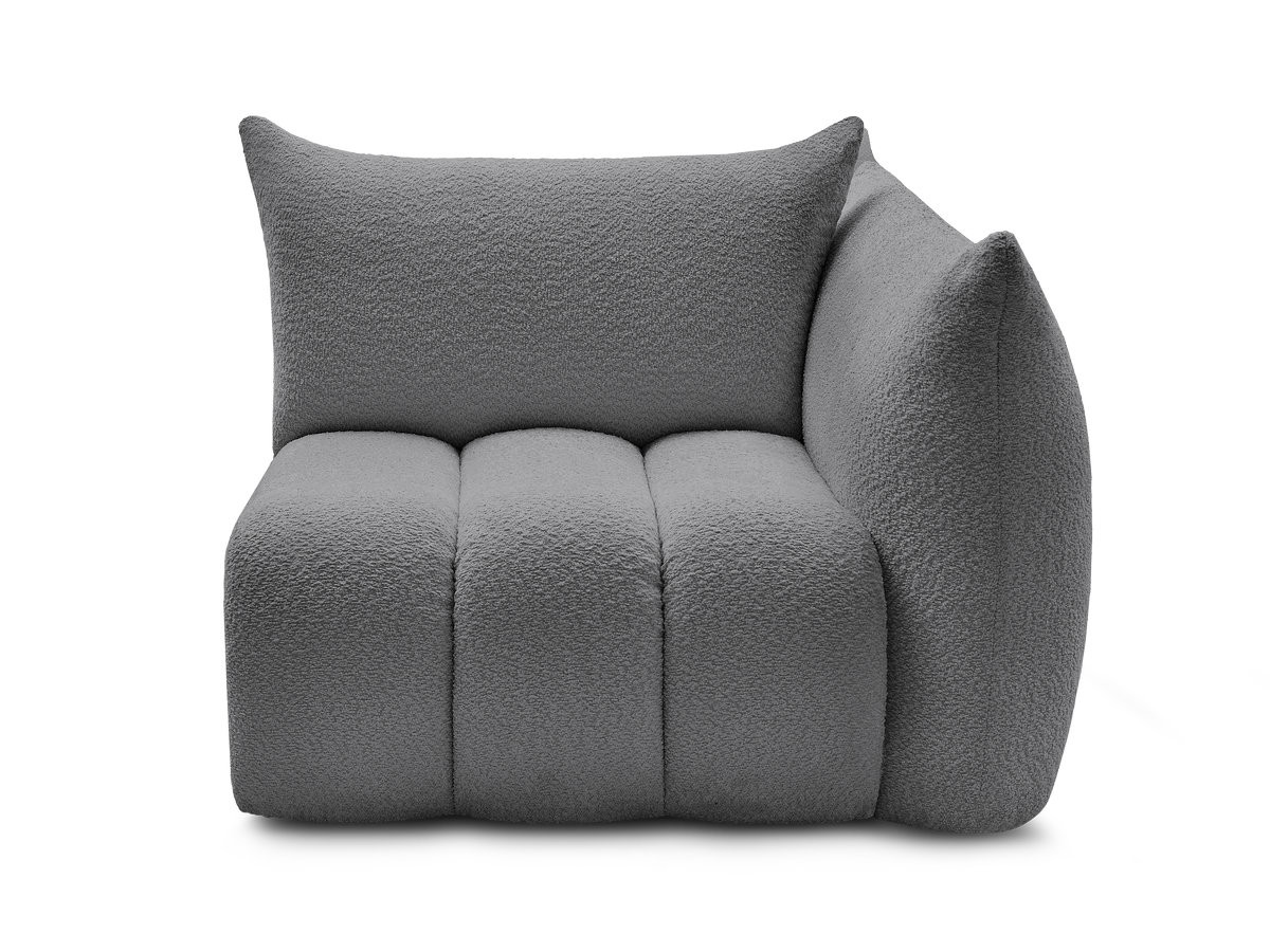 Bobochic Azra Sofamodul 1-Sitzer 117 × 112 cm Bouclé-Stoff Dunkelgrau Ecke rechts
