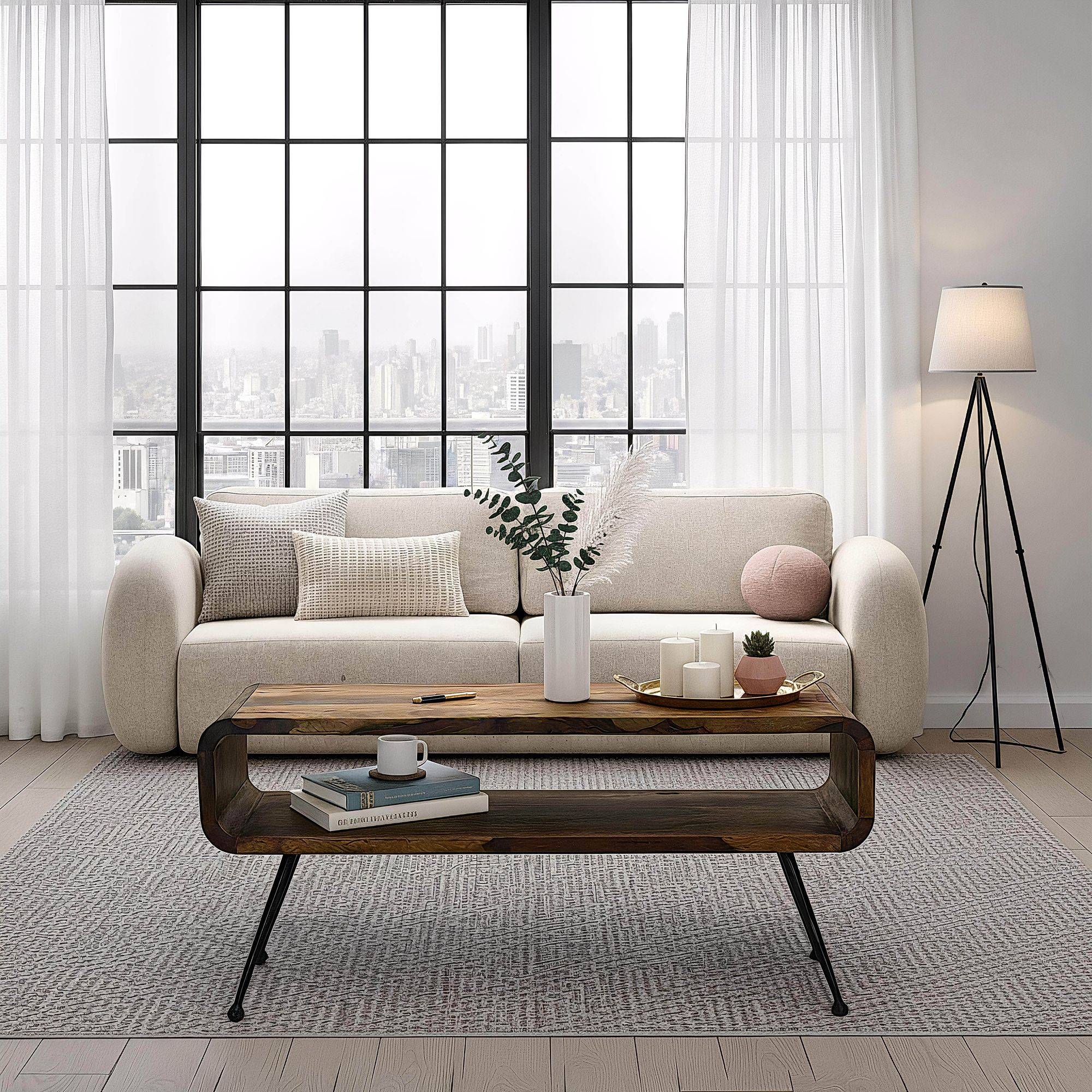 Couchtisch Nordmela Sheesham Massivholz 100 × 40 × 45 cm