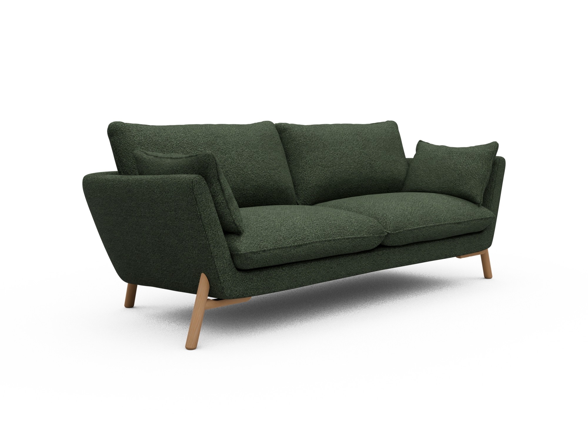 Skandi Home Sofa Emil 3-Sitzer Beinfarbe Eiche Natur Vanora-Deep-Green moebelfaktor