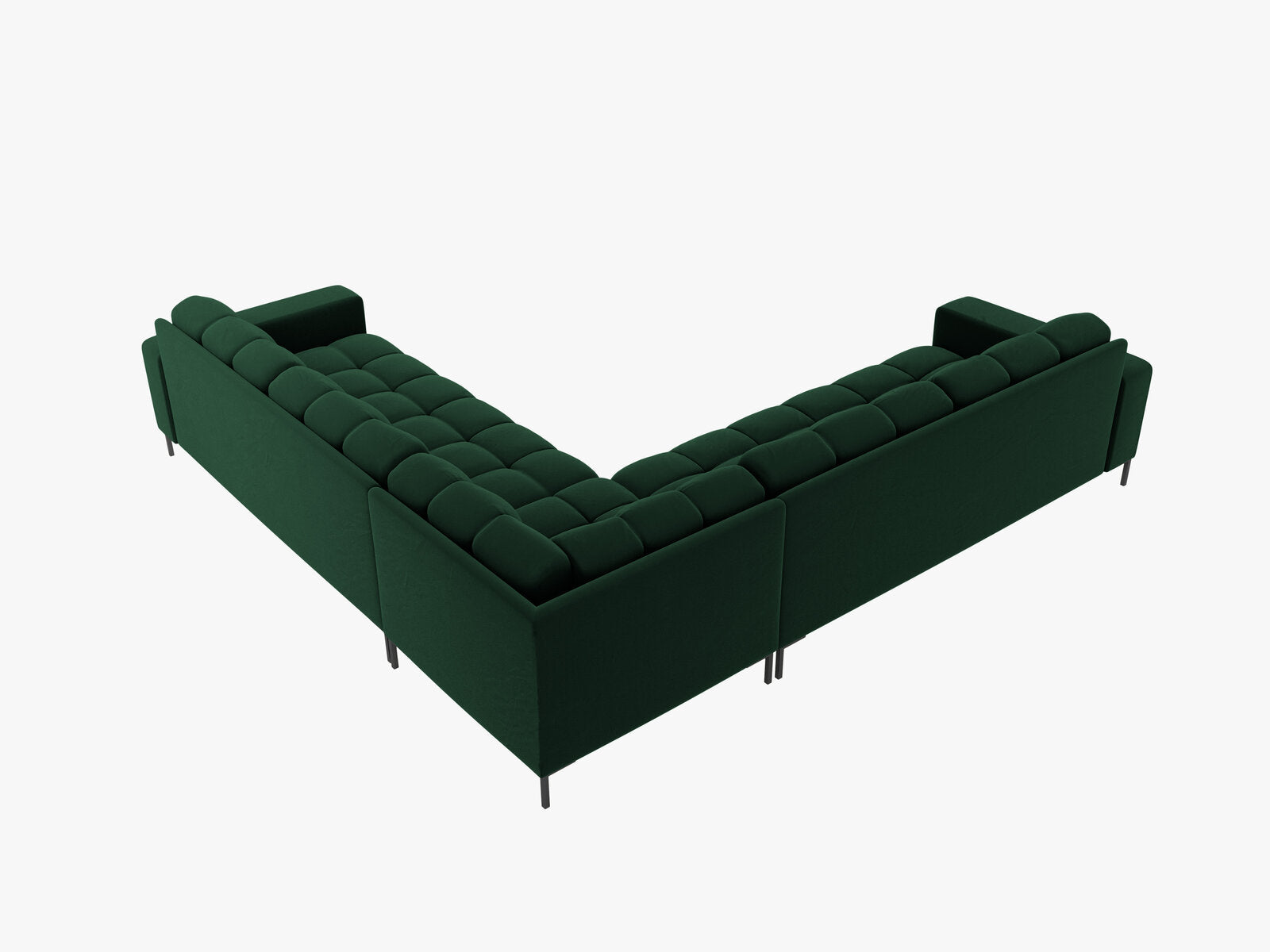 Micadoni Symmetrisches Ecksofa Mamaia 6-Sitzer Samt Bluvel Flaschengrün schwarze Beine