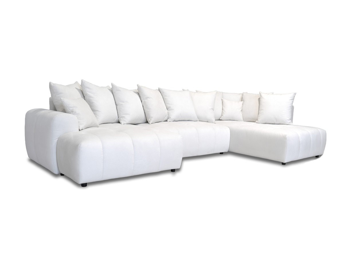 Bobochic Roxelane Wohnlandschaft Melange-Stoff Weiß Ecke links