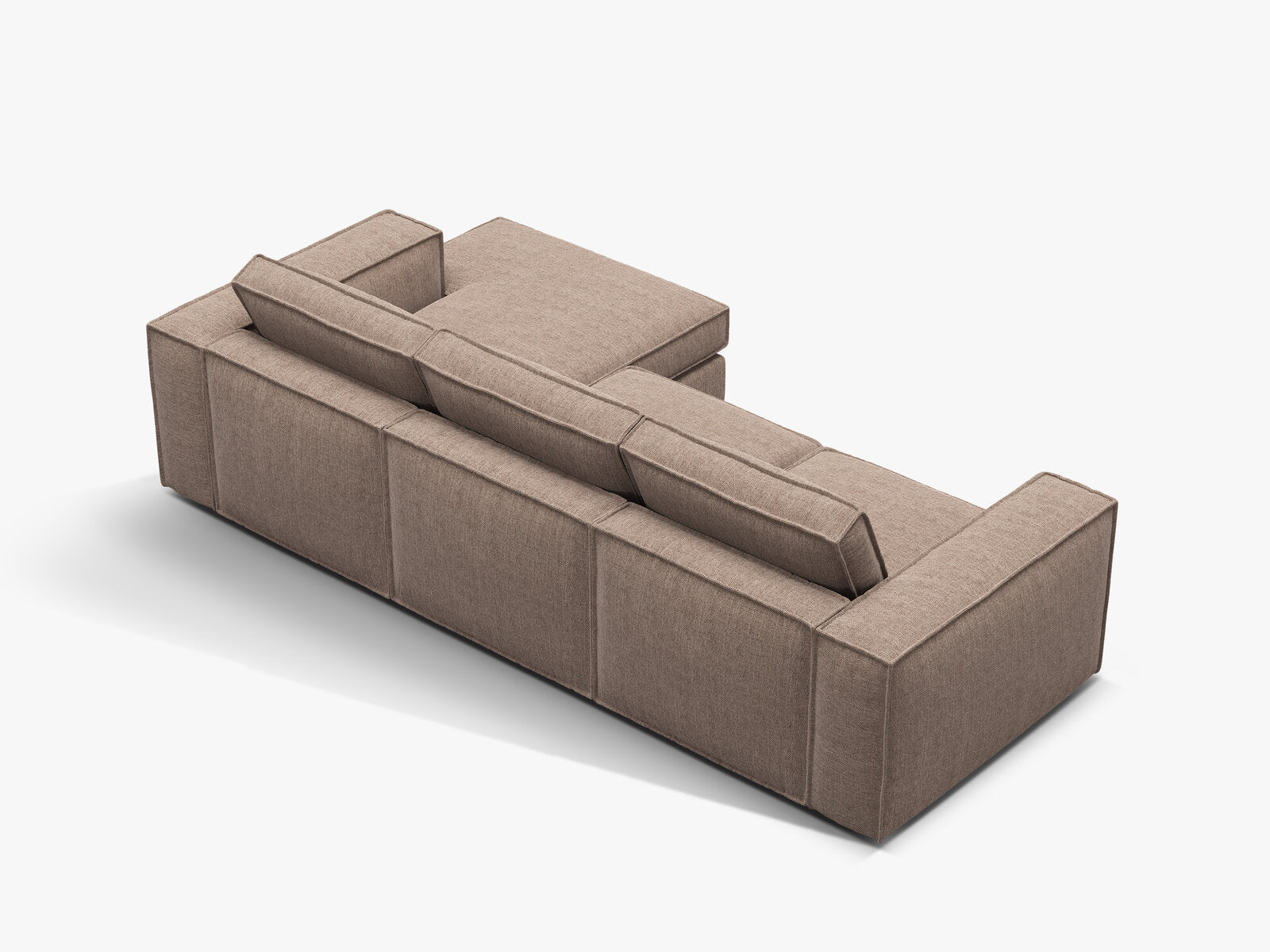Micadoni modulares Ecksofa Pola 3-Sitzer Rechts Strukturierter Stoff Babel Hellbraun