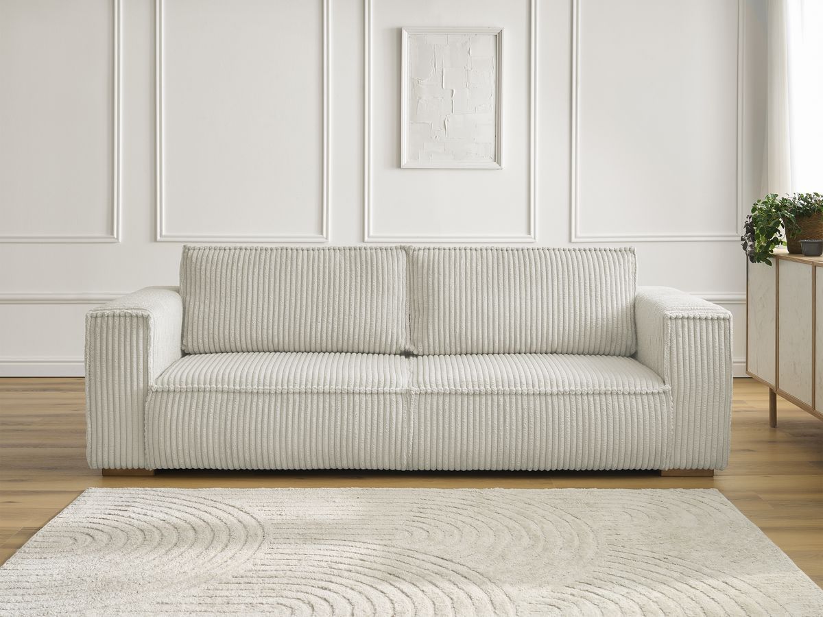 Bobochic Chelsea Sofa 3-Sitzer Breitcord weich Beige