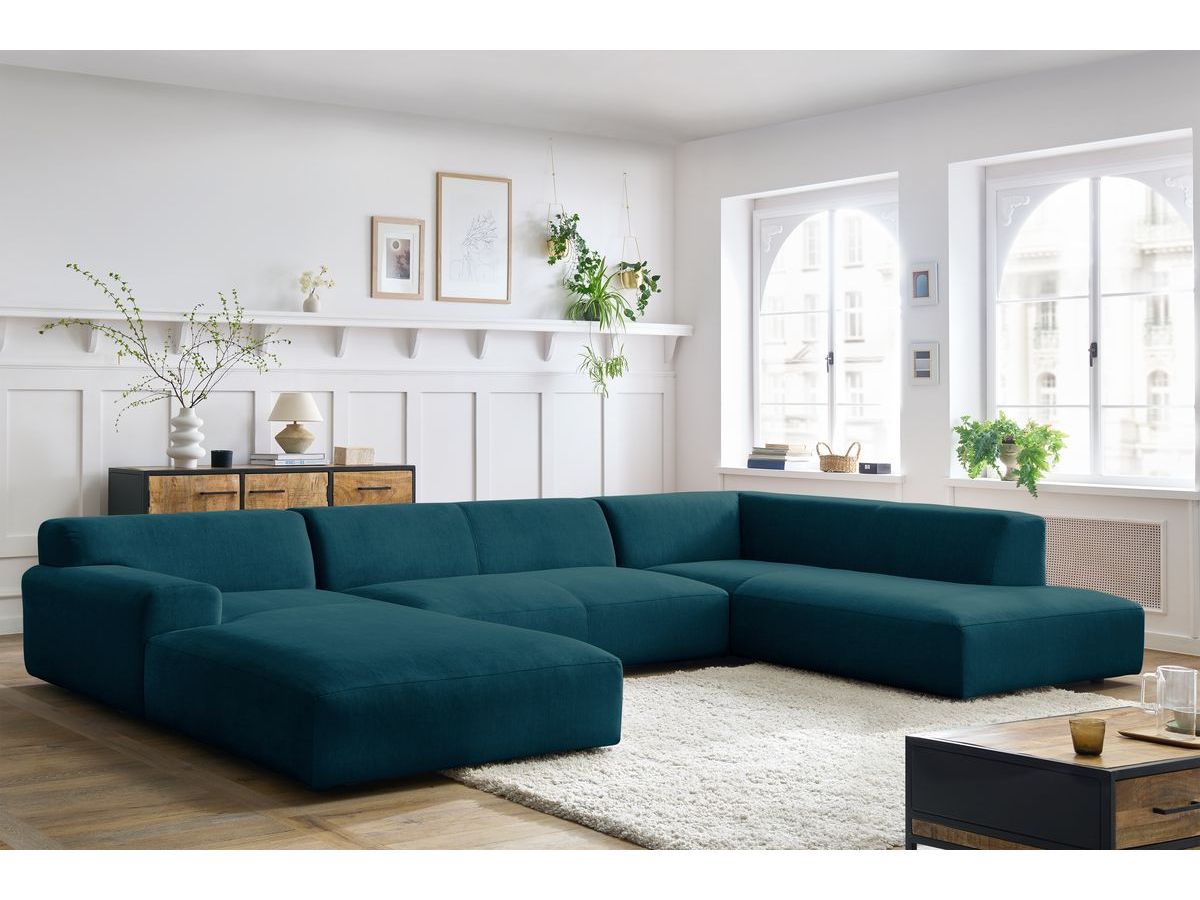 Bobochic Lavena Wohnlandschaft 399 × 220 cm Samt Dunkelblau Ecke links