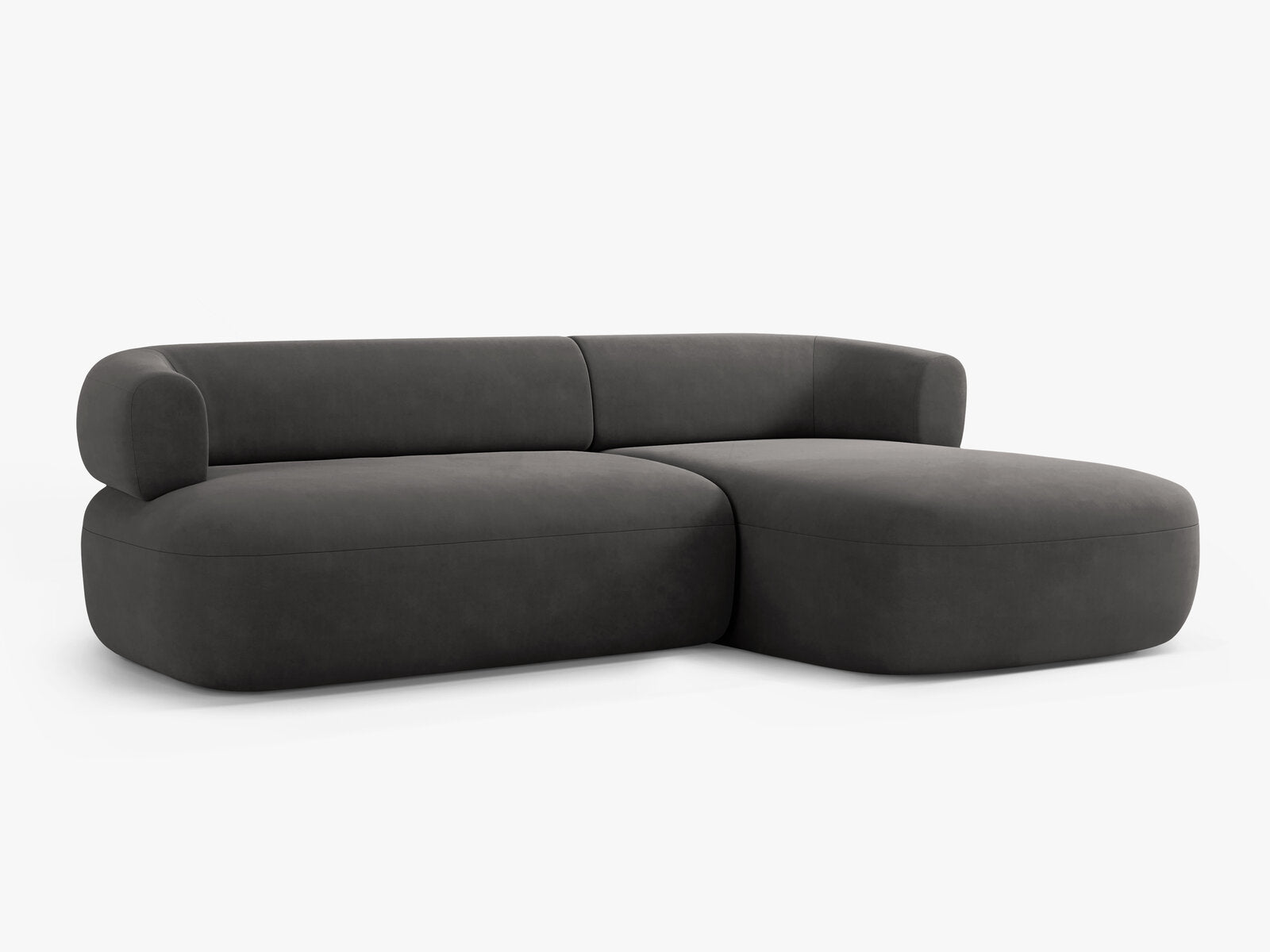 Micadoni 5-Sitzer Ecksofa Jenny Rechts Samt Salvador Dunkelgrau