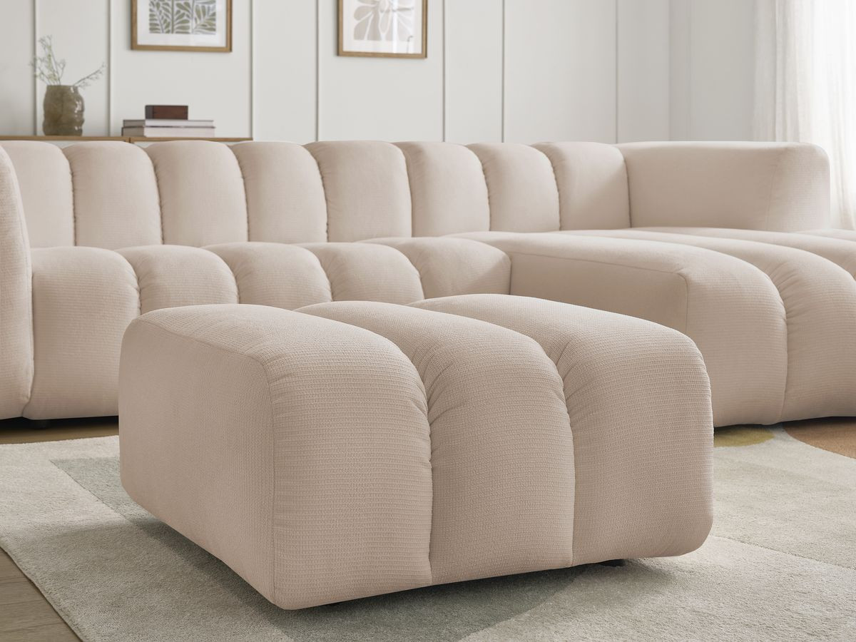 Bobochic Talia Ecksofa mit Pouf Melange-Stoff Beige Ecke rechts